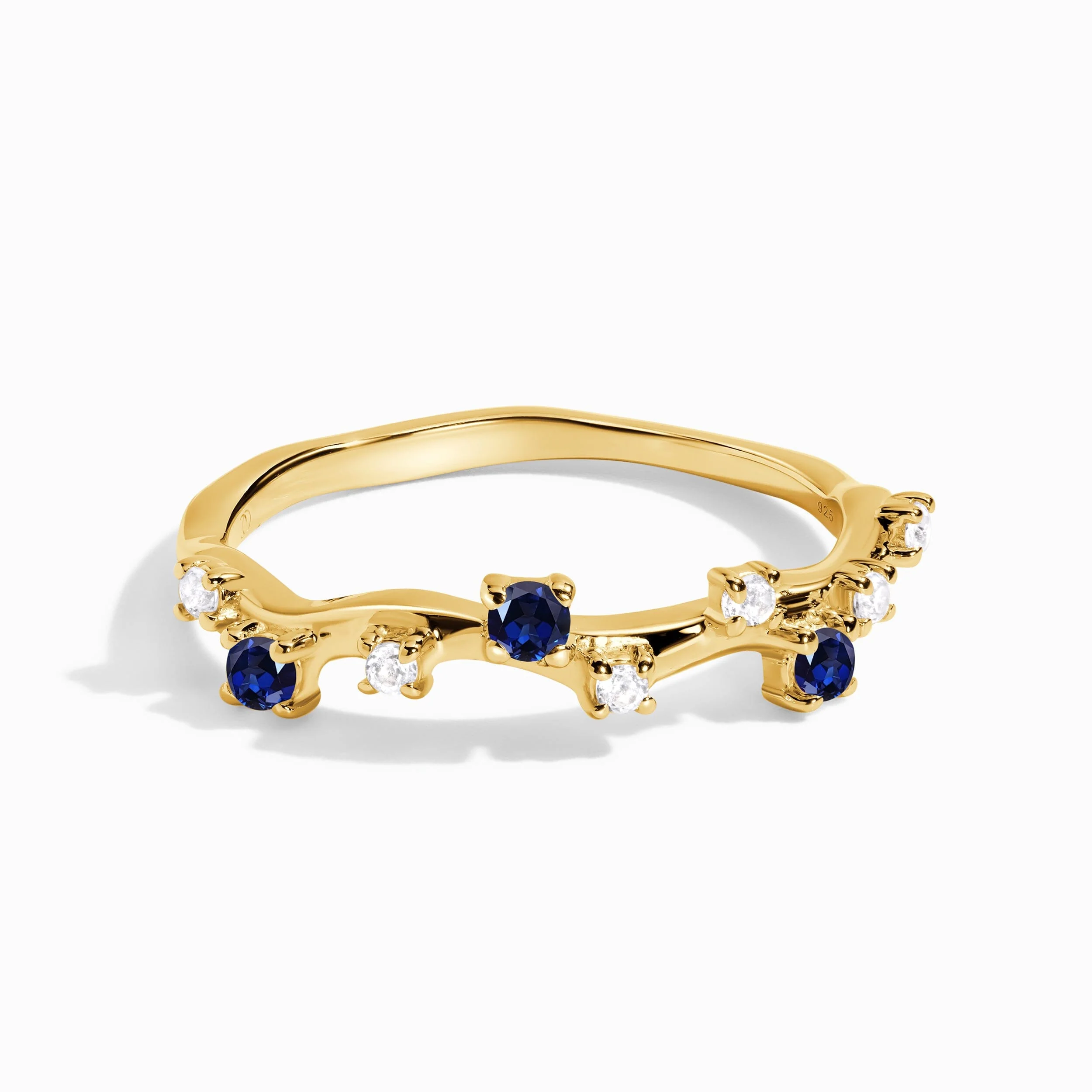 Blue Sapphire Ring - Stardust Band - Image 5