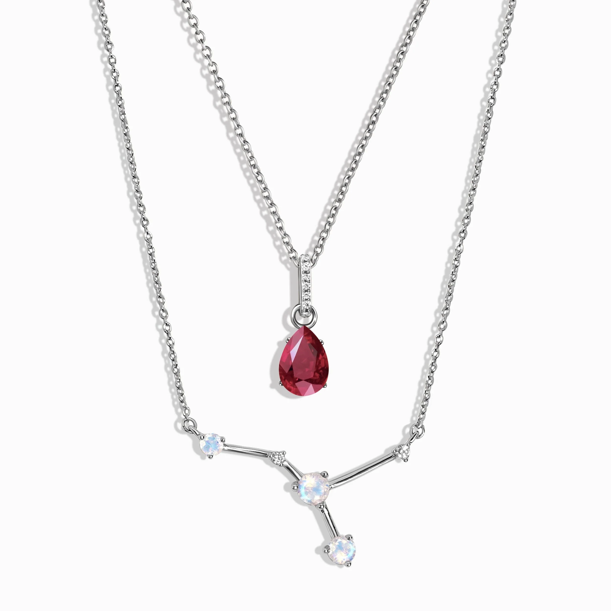 Cancer Zodiac & July Birthstone Necklaces