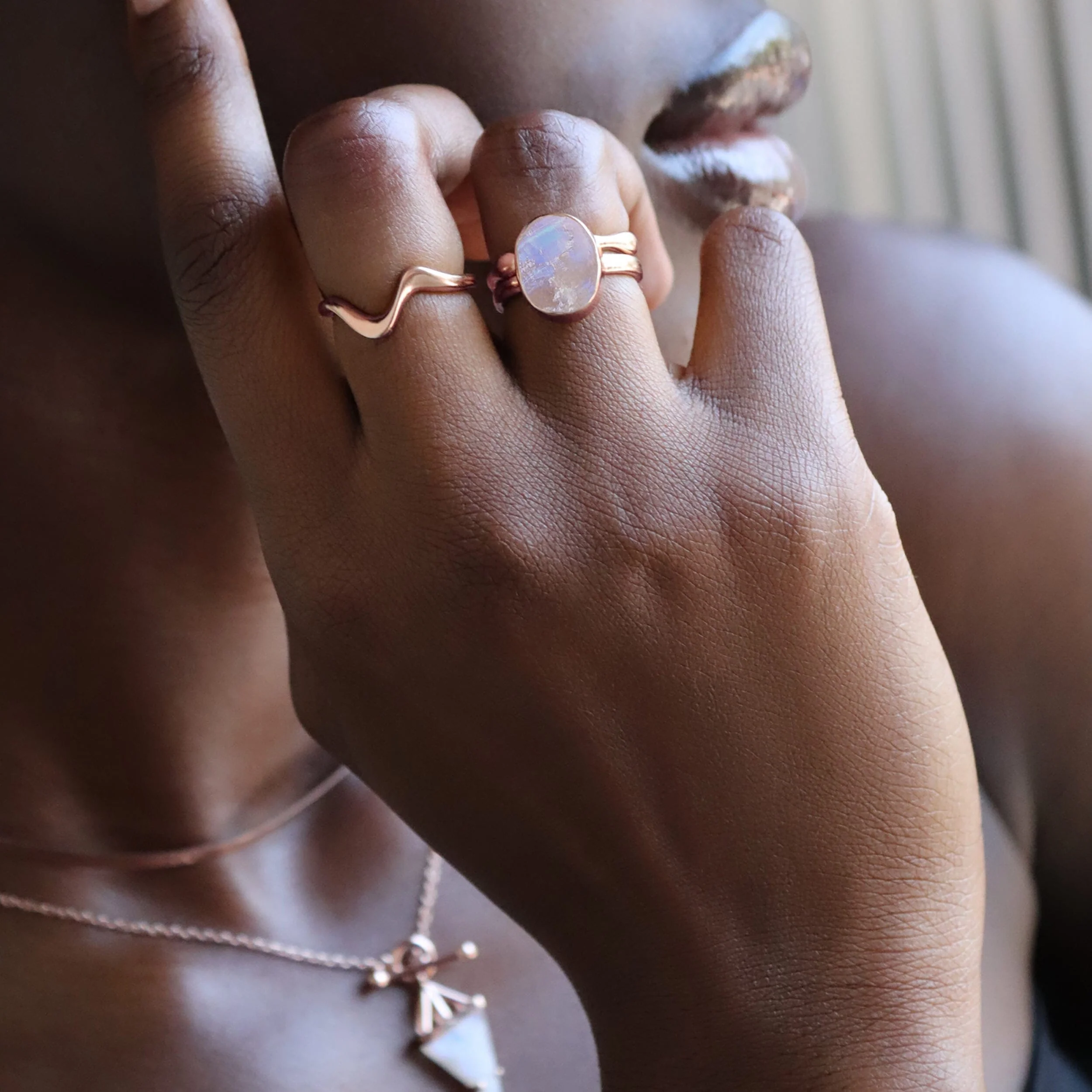 Raw Crystal Ring - Enfolded Moonstone - Image 16