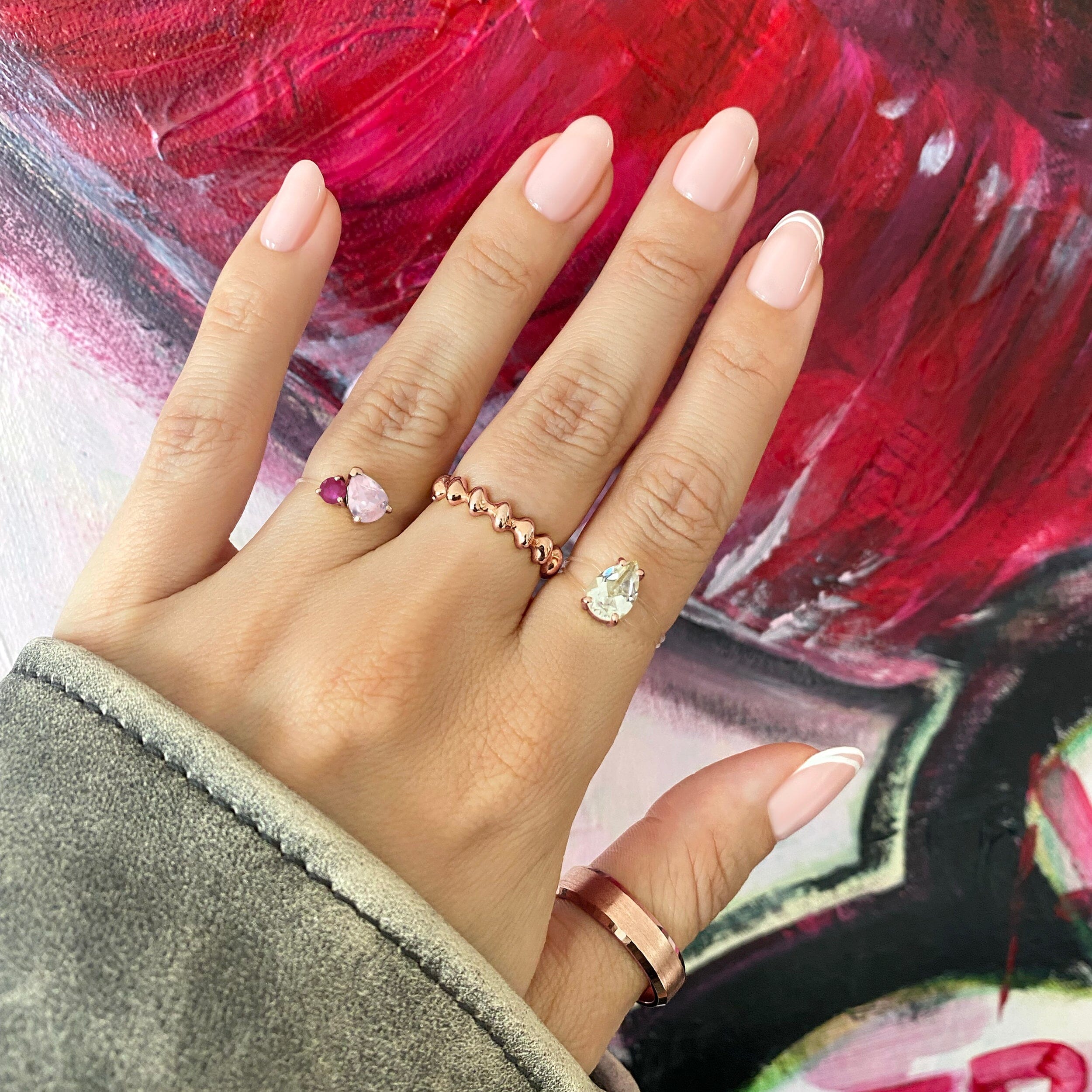 Floating Ring - Toi Et Moi Rose Quartz & Ruby - Image 15