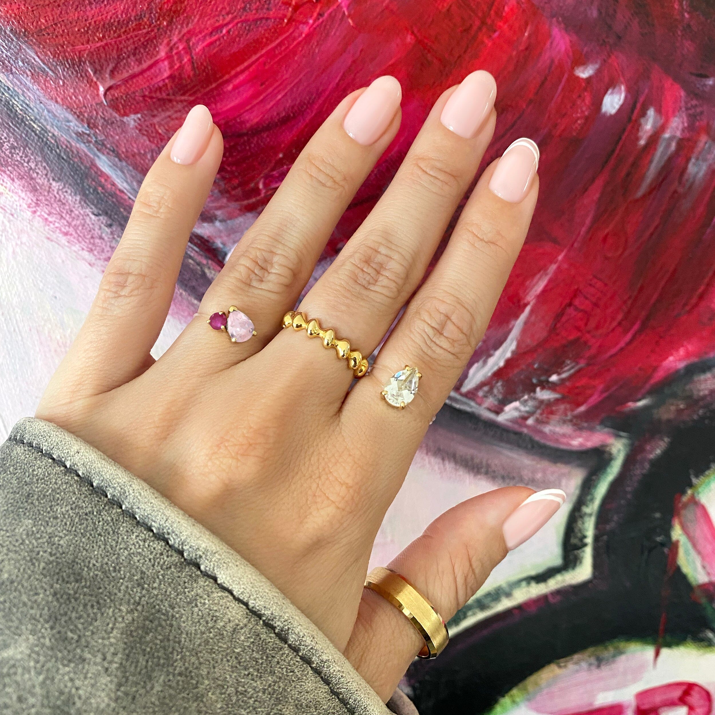 Floating Ring - Toi Et Moi Rose Quartz & Ruby - Image 17