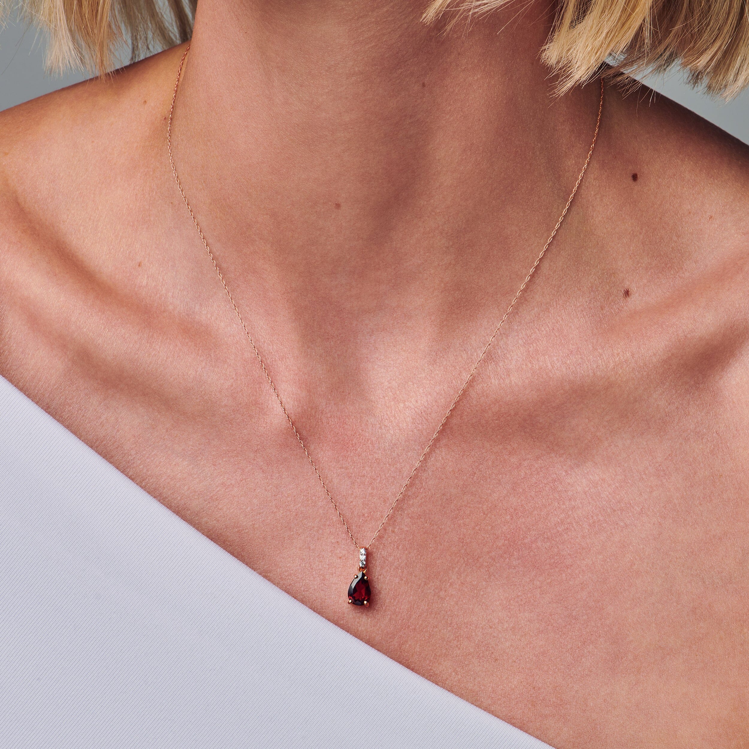 Garnet Diamond Necklace Sway - January Birthstone - Image 4