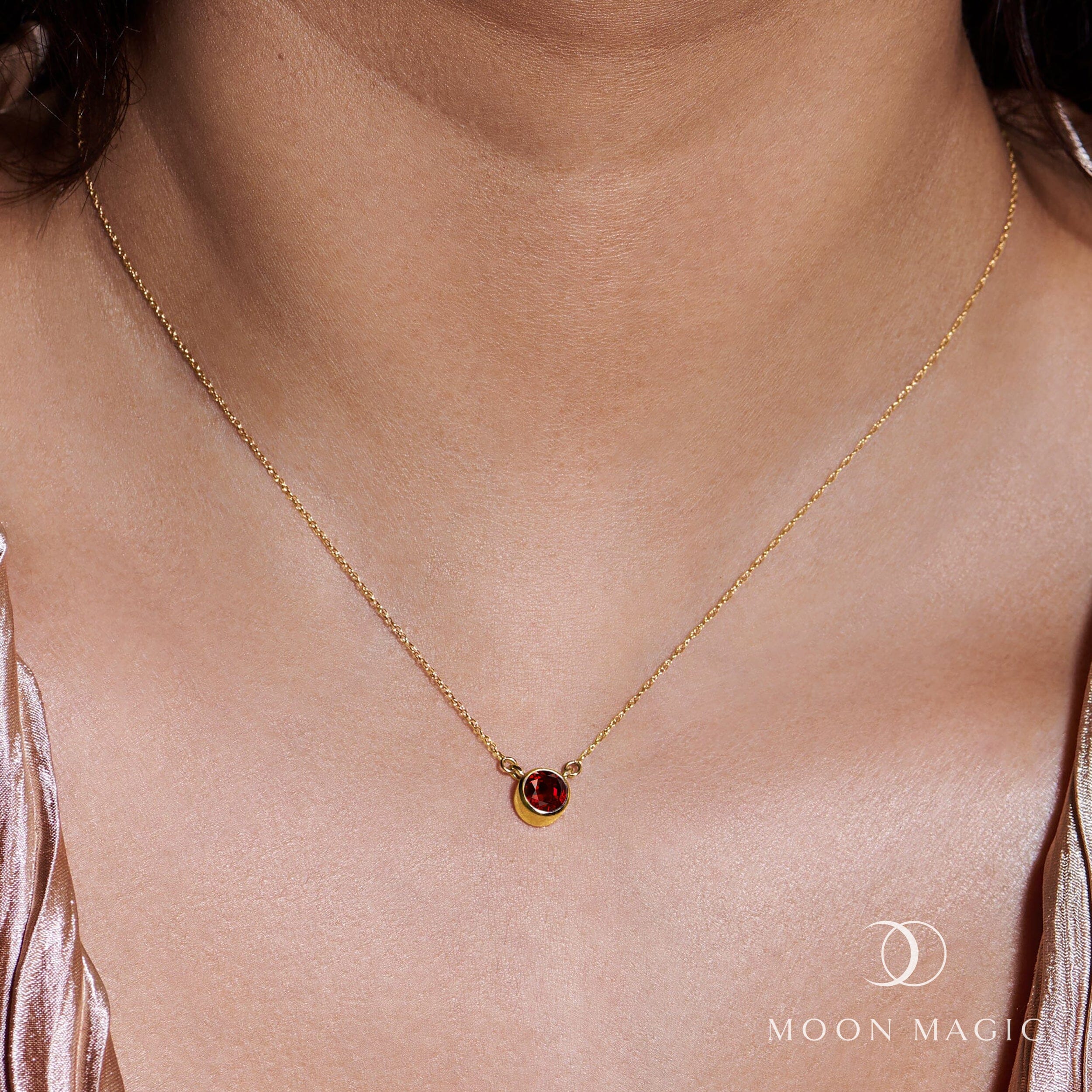 Garnet Necklace - Solitaire - Image 4