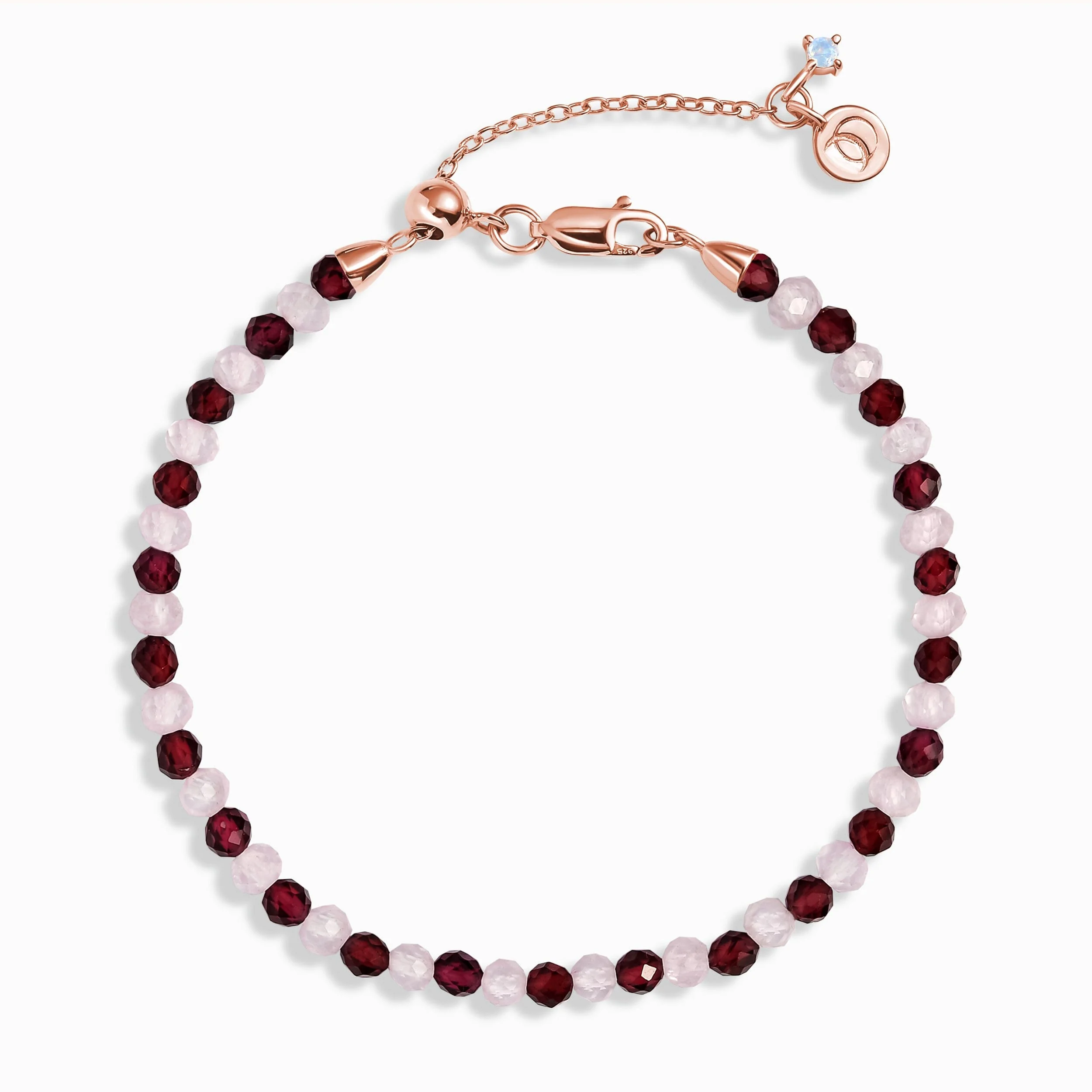 Garnet Rose Quartz Beads Bracelet - Love Shield - Image 4