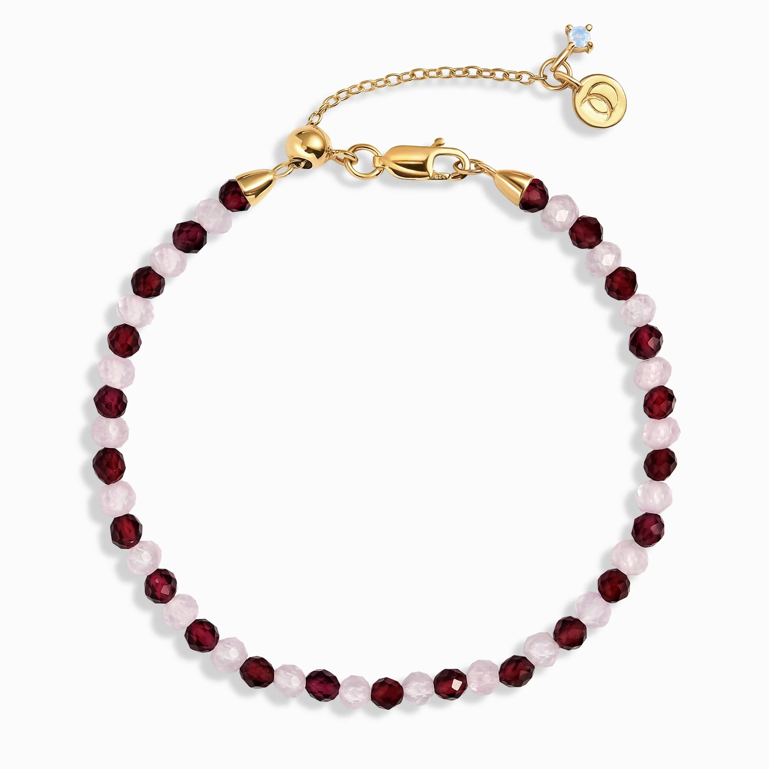 Garnet Rose Quartz Beads Bracelet - Love Shield - Image 7