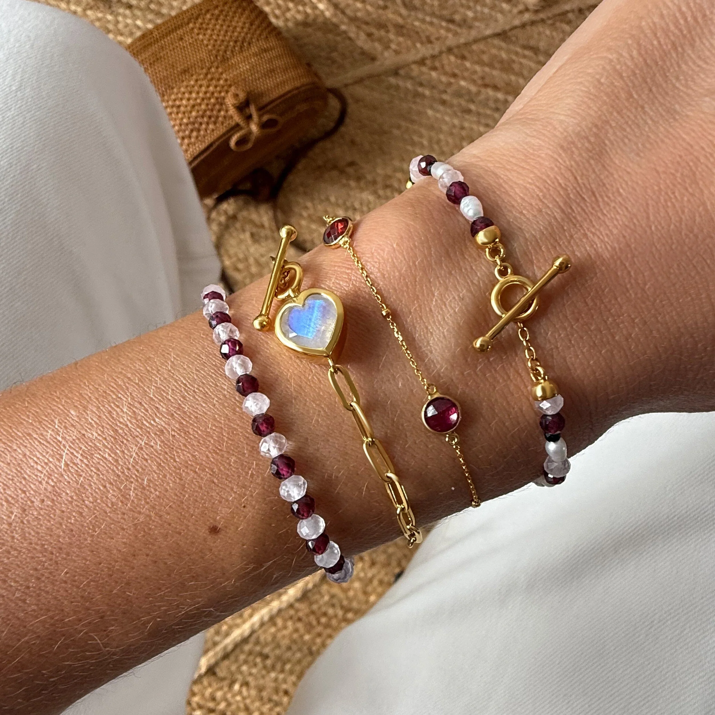 Garnet Rose Quartz Beads Bracelet - Love Shield - Image 9