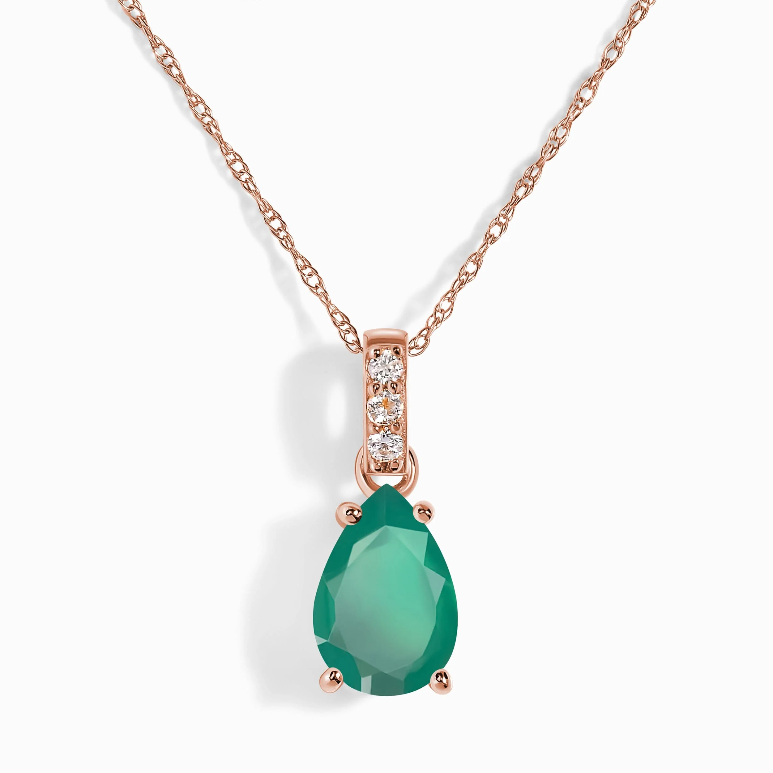 Green Onyx Diamond Necklace Sway - May Birthstone - Image 3