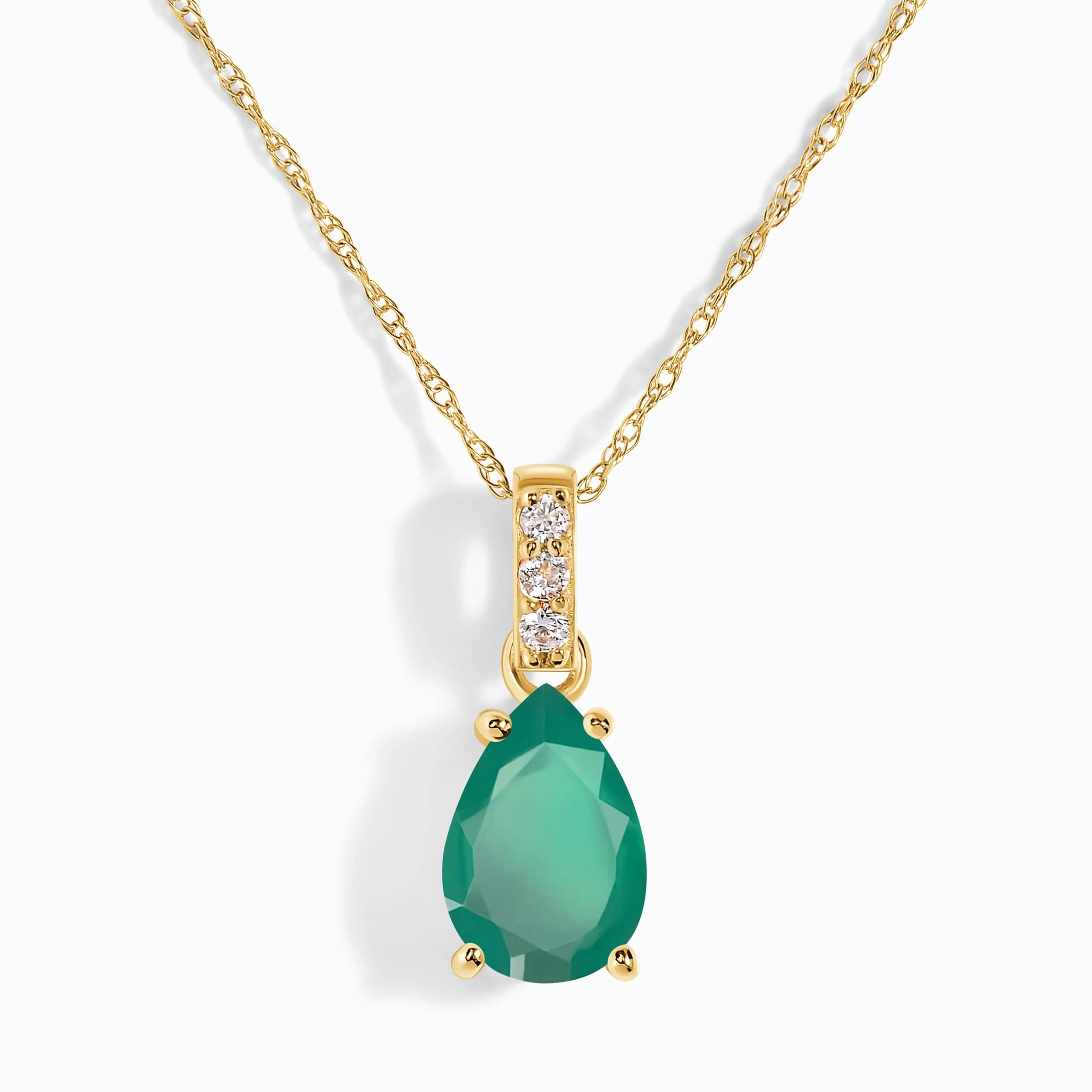 Green Onyx Diamond Necklace Sway - May Birthstone - Image 5
