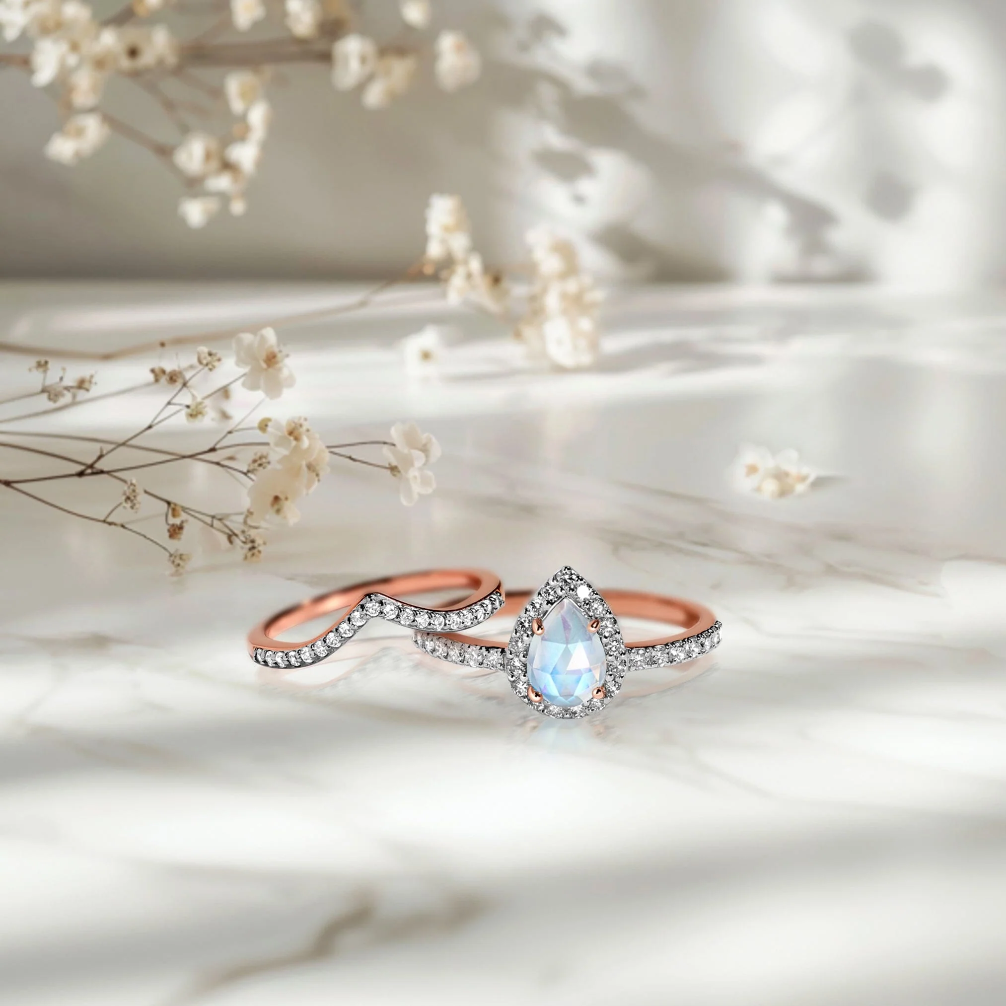 Lab Diamond Tear of Joy Ring & Bonding Arc Band - Image 12