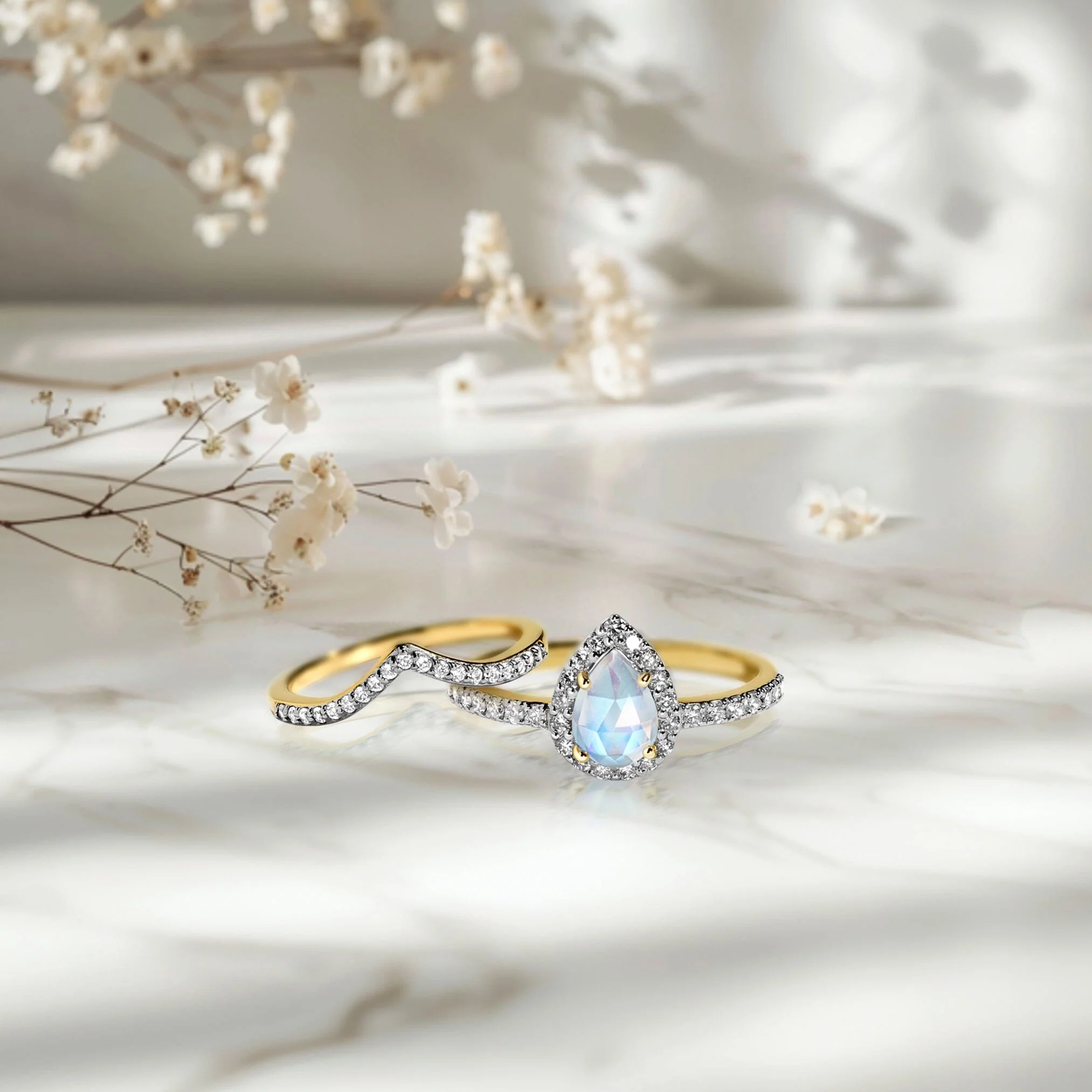 Lab Diamond Tear of Joy Ring & Bonding Arc Band - Image 24