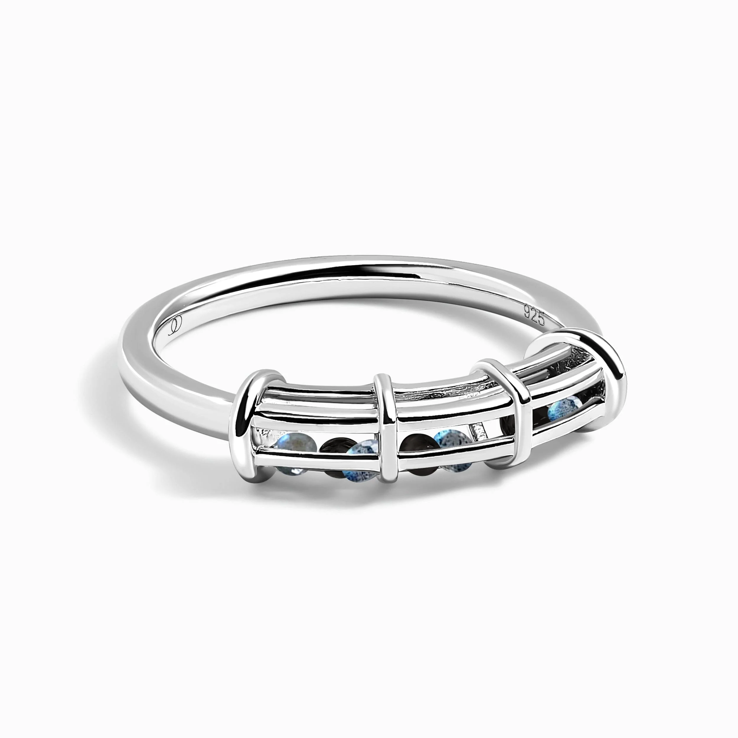 Labradorite Black Obsidian Fidget Ring - Motion Medicine