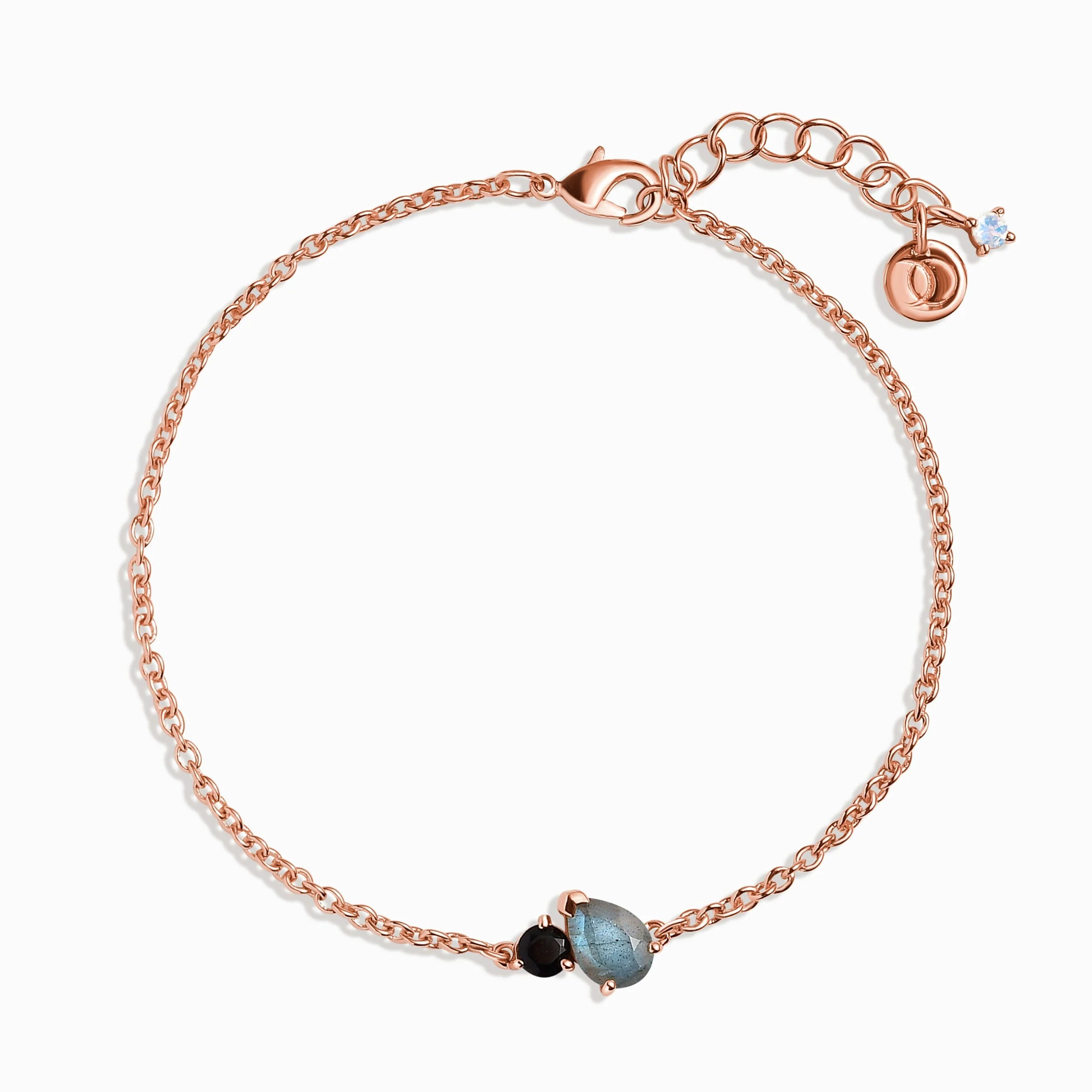 Labradorite & Black Obsidian - Toi Et Moi Bracelet - Image 3