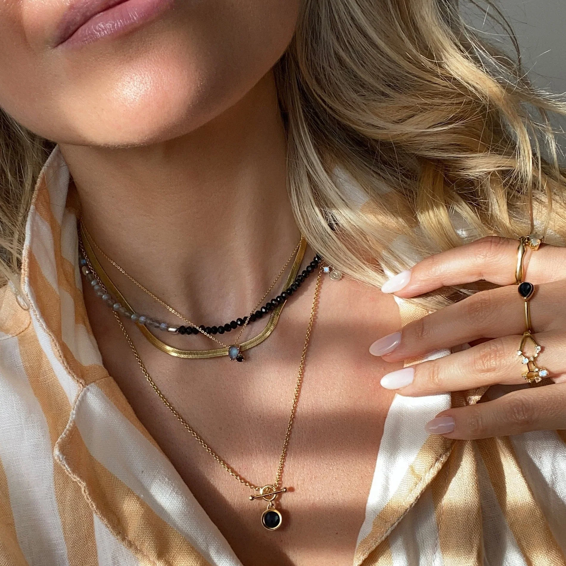 Labradorite Black Obsidian Beads Necklace - Untamed - Image 6