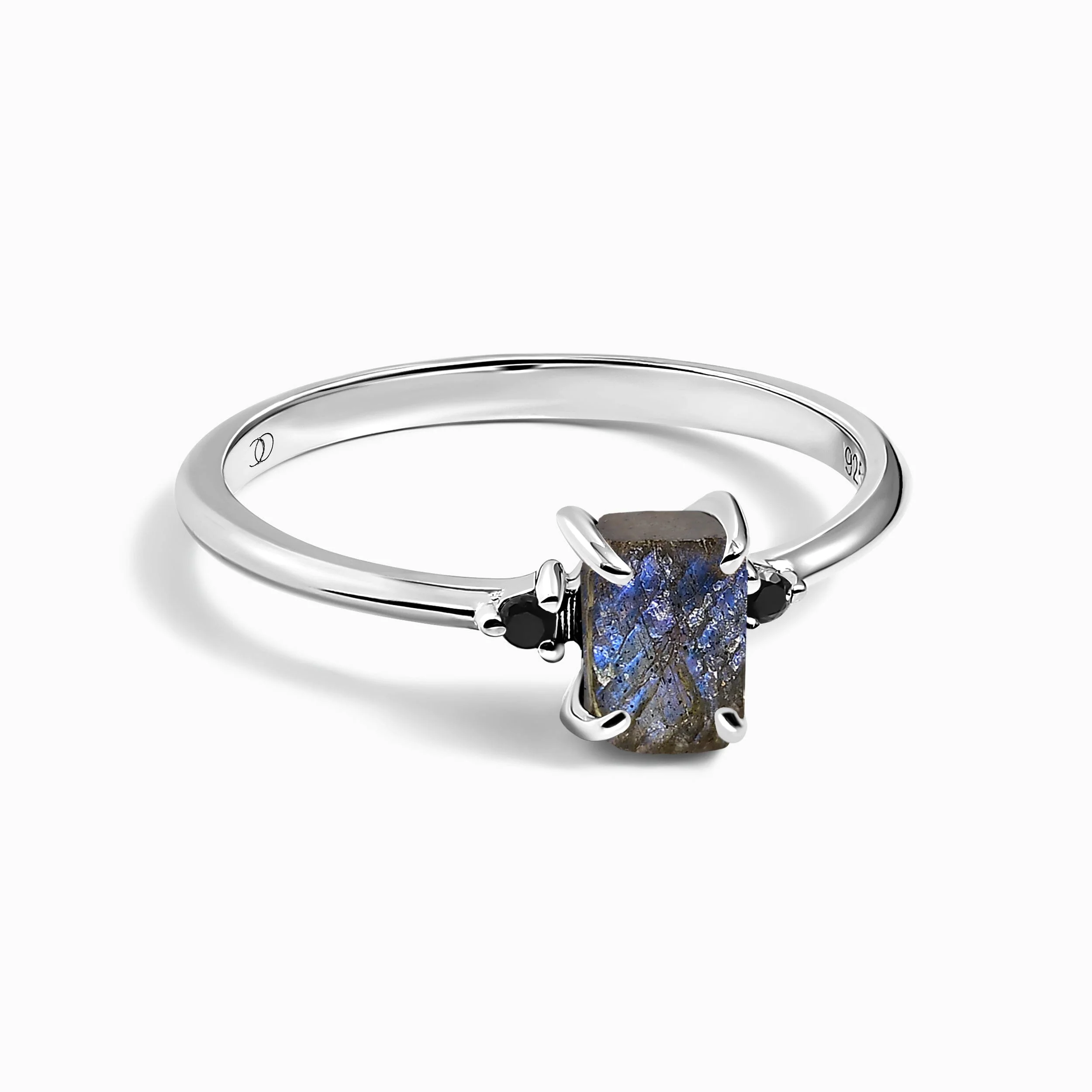 Labradorite Black Onyx Ring - Petite Raw Allure