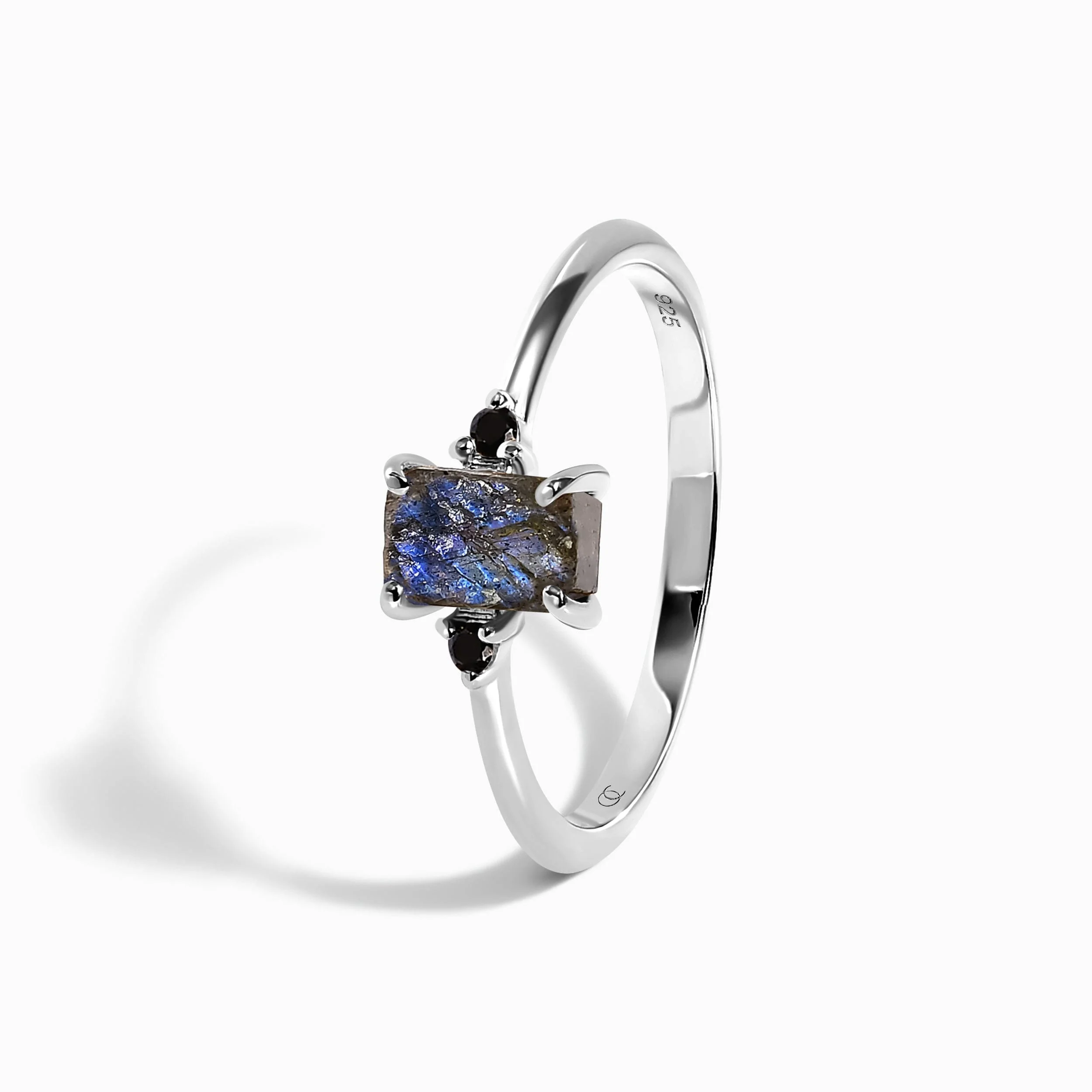 Labradorite Black Onyx Ring - Petite Raw Allure - Image 10