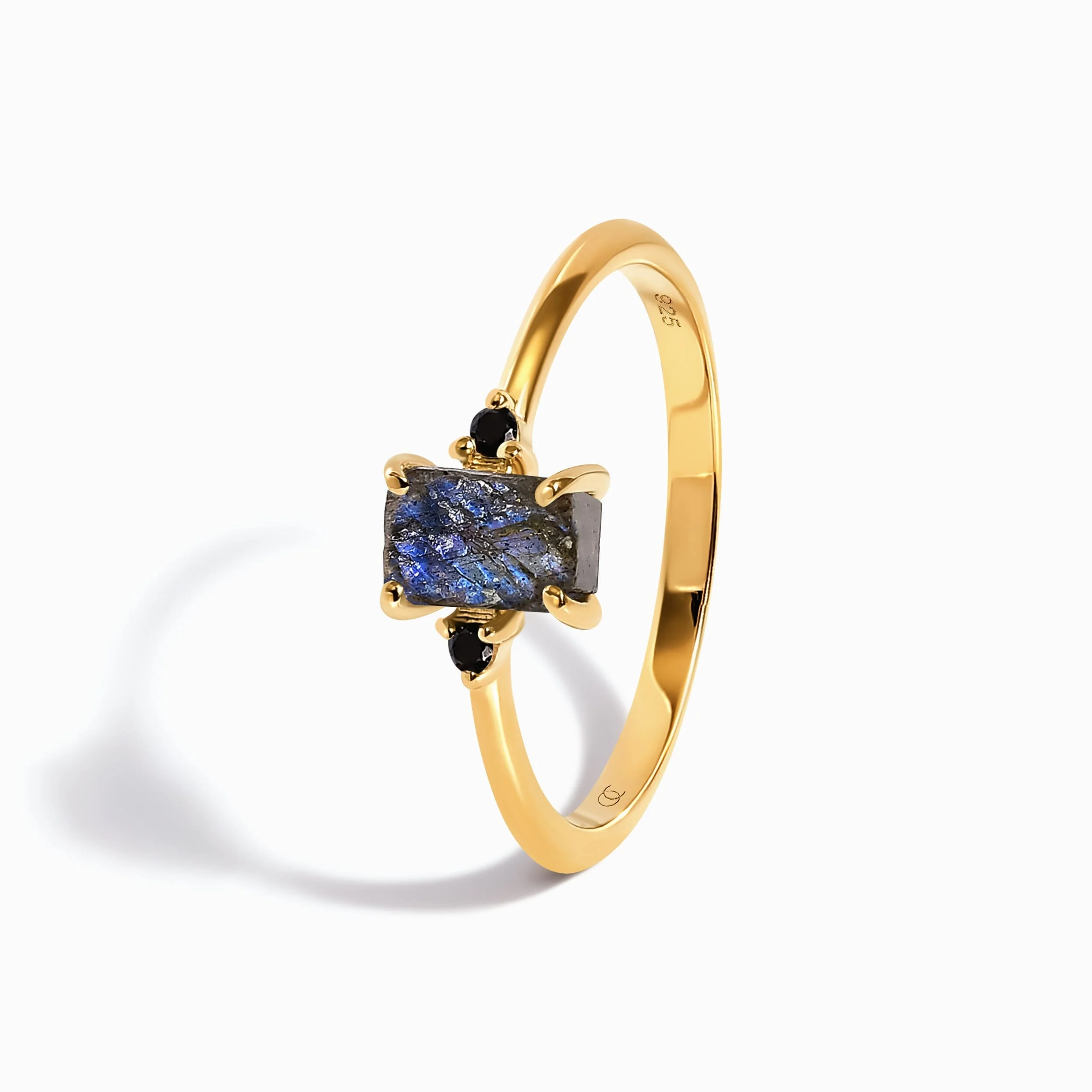 Labradorite Black Onyx Ring - Petite Raw Allure - Image 16