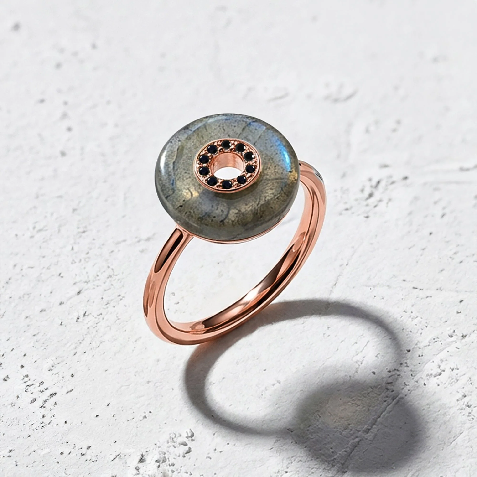 Labradorite Black Spinel Fidget Ring - Liora - Image 3