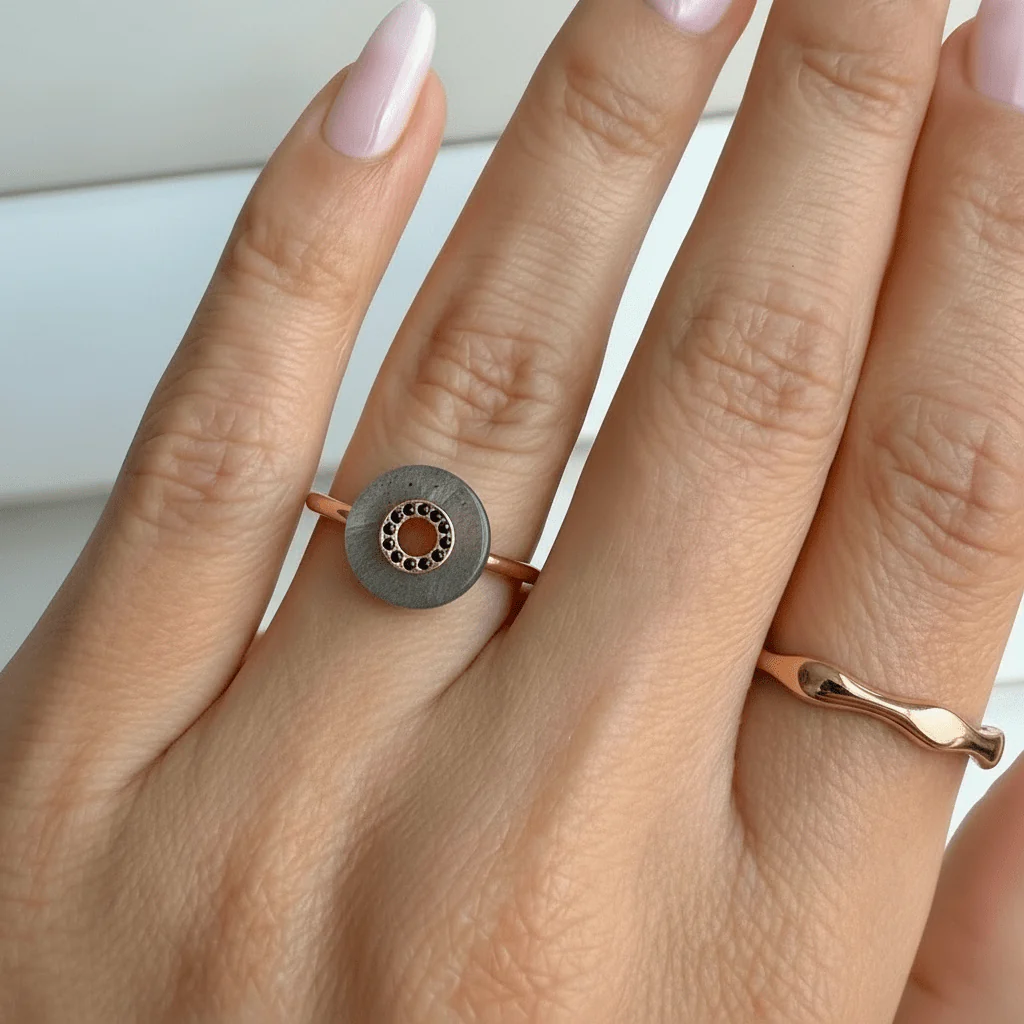Labradorite Black Spinel Fidget Ring - Liora - Image 6