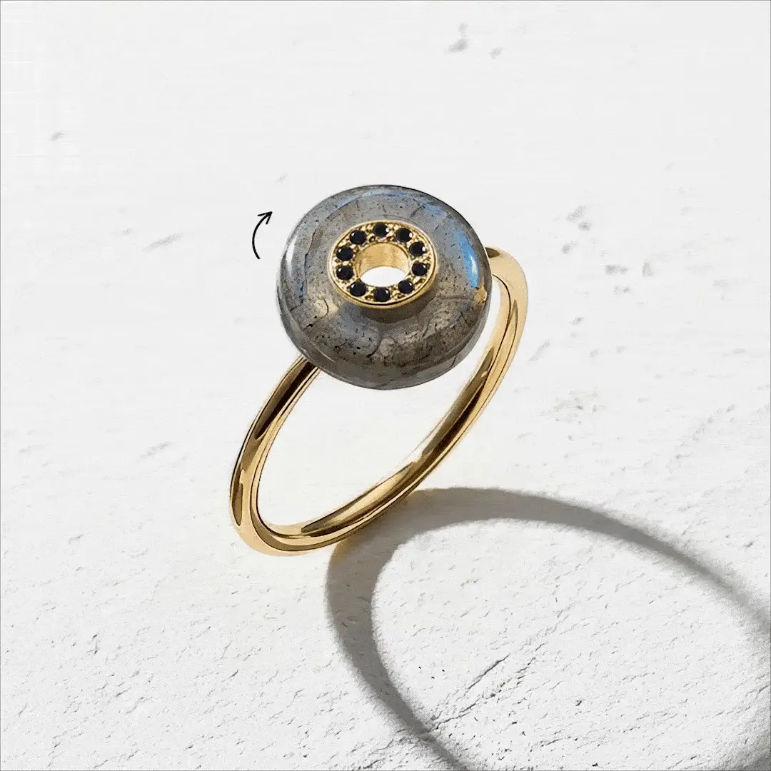 Labradorite Black Spinel Fidget Ring - Liora - Image 7