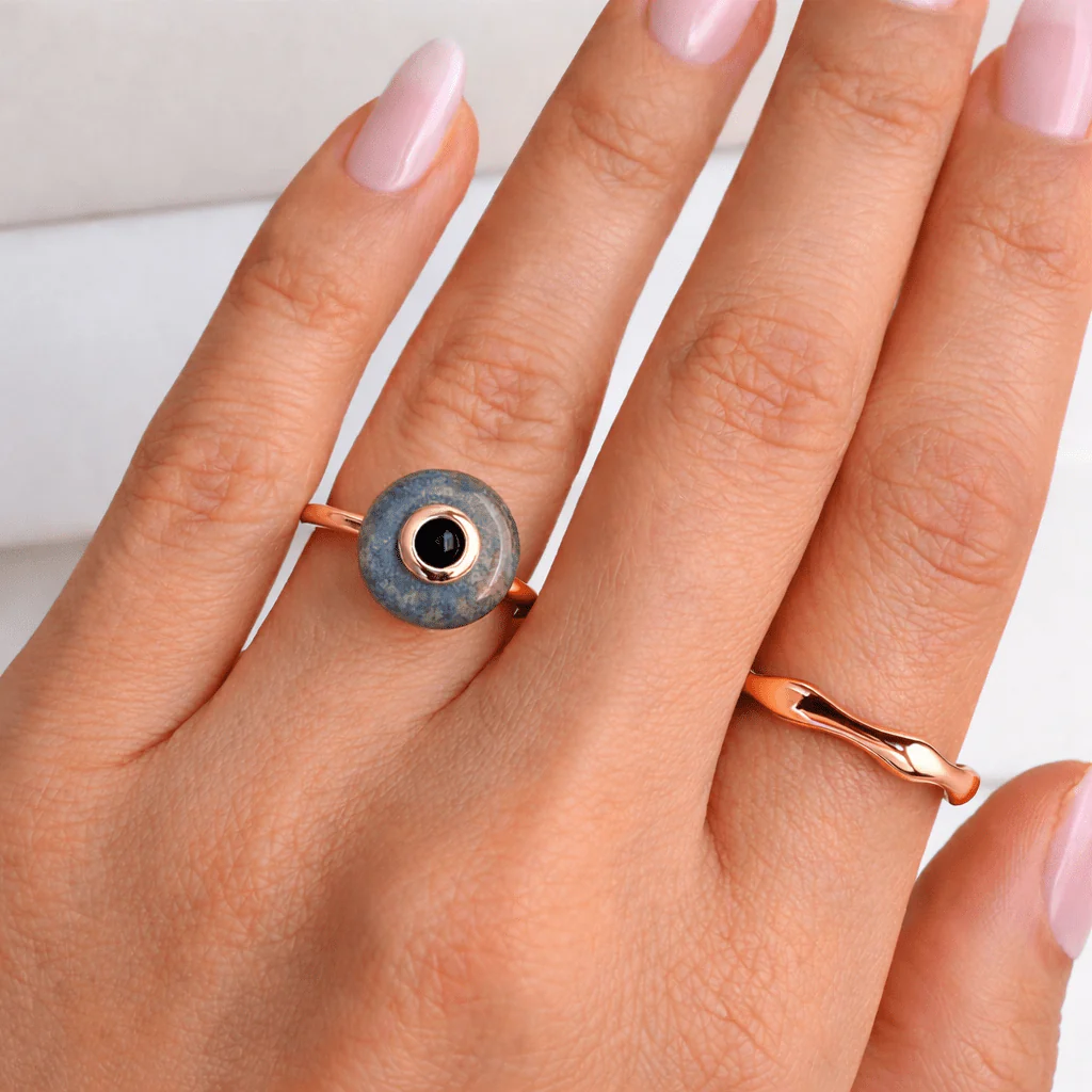 Labradorite Black Spinel Fidget Ring - Ora - Image 4