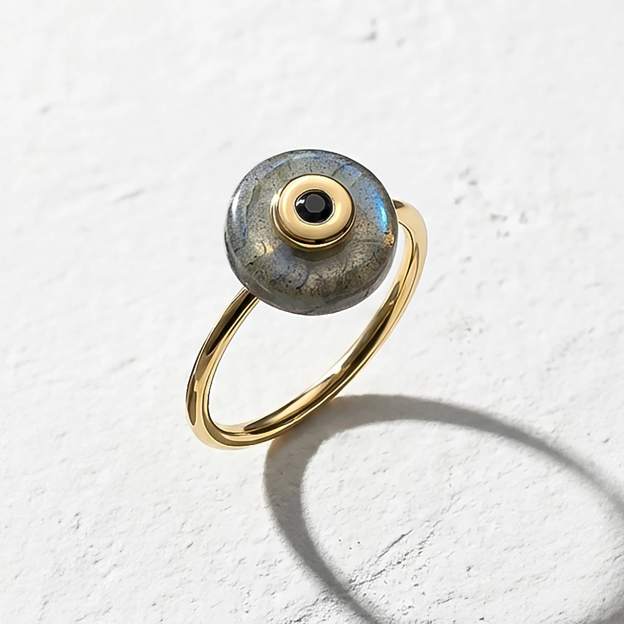 Labradorite Black Spinel Fidget Ring - Ora - Image 5