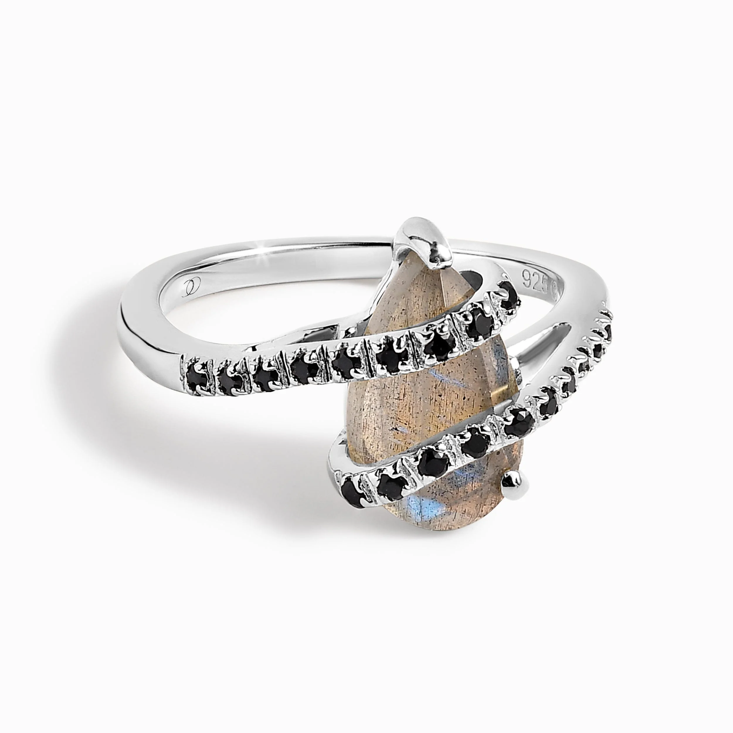 Labradorite Black Spinel Ring - Bypass