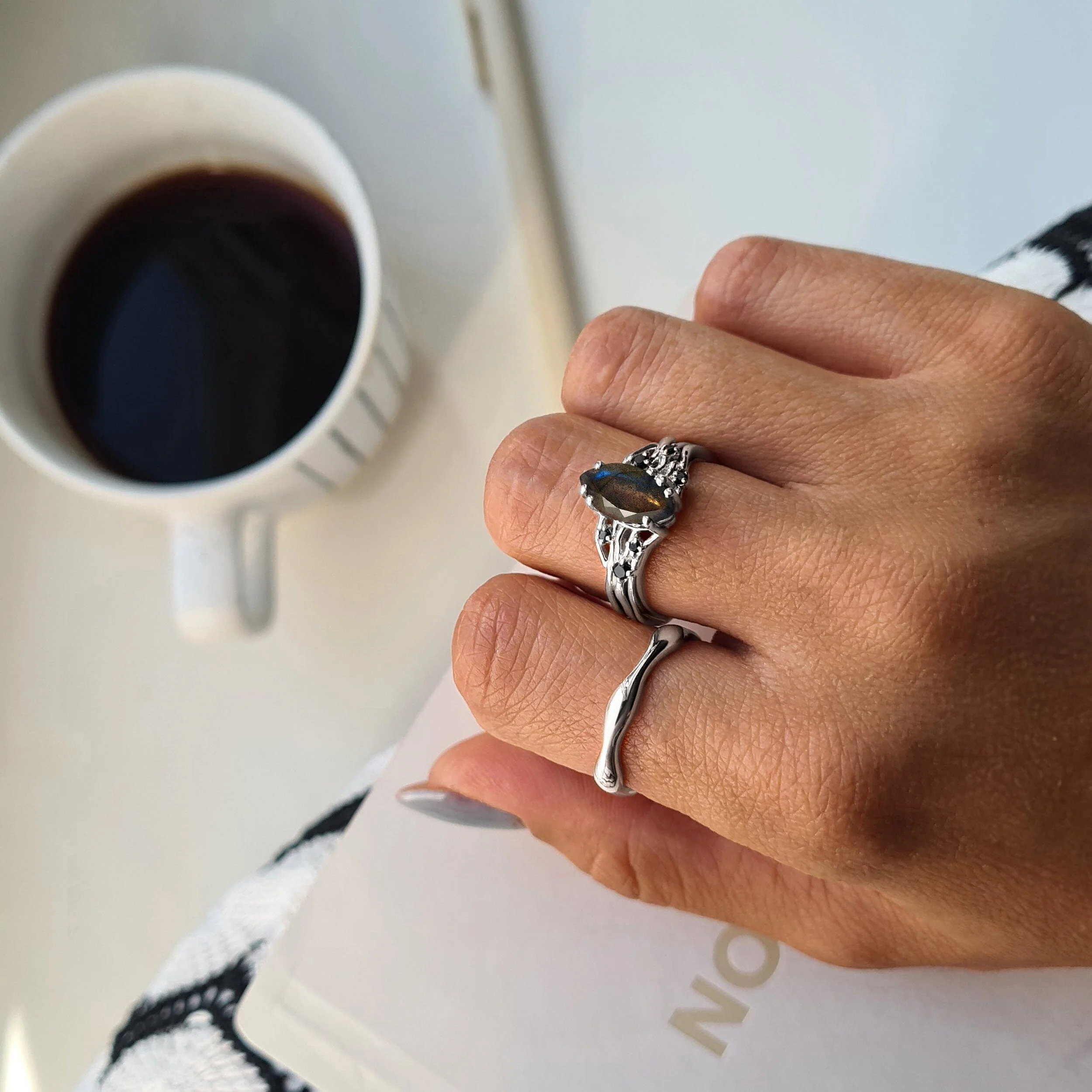 Labradorite Black Spinel Ring - Radiance - Image 10
