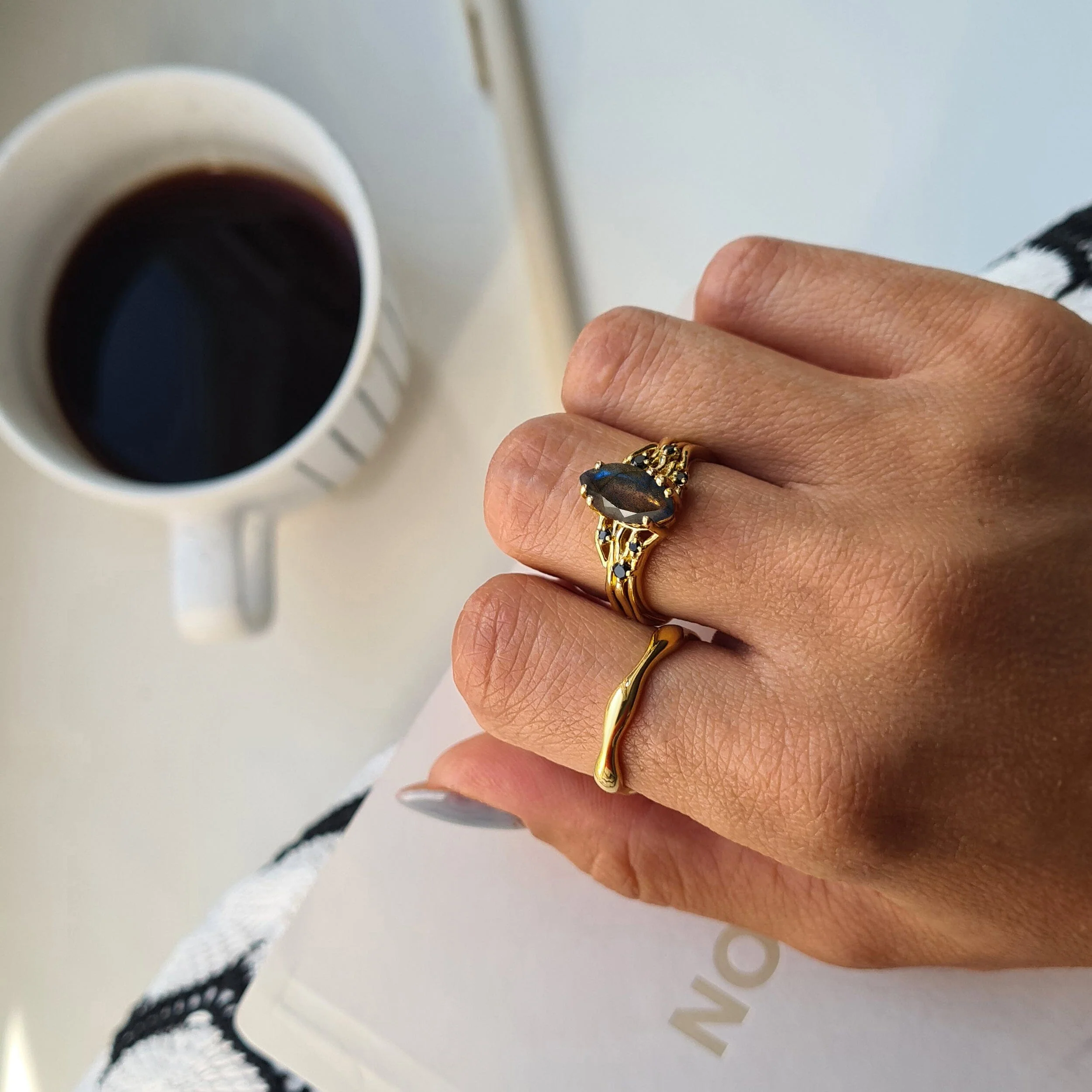Labradorite Black Spinel Ring - Radiance - Image 14