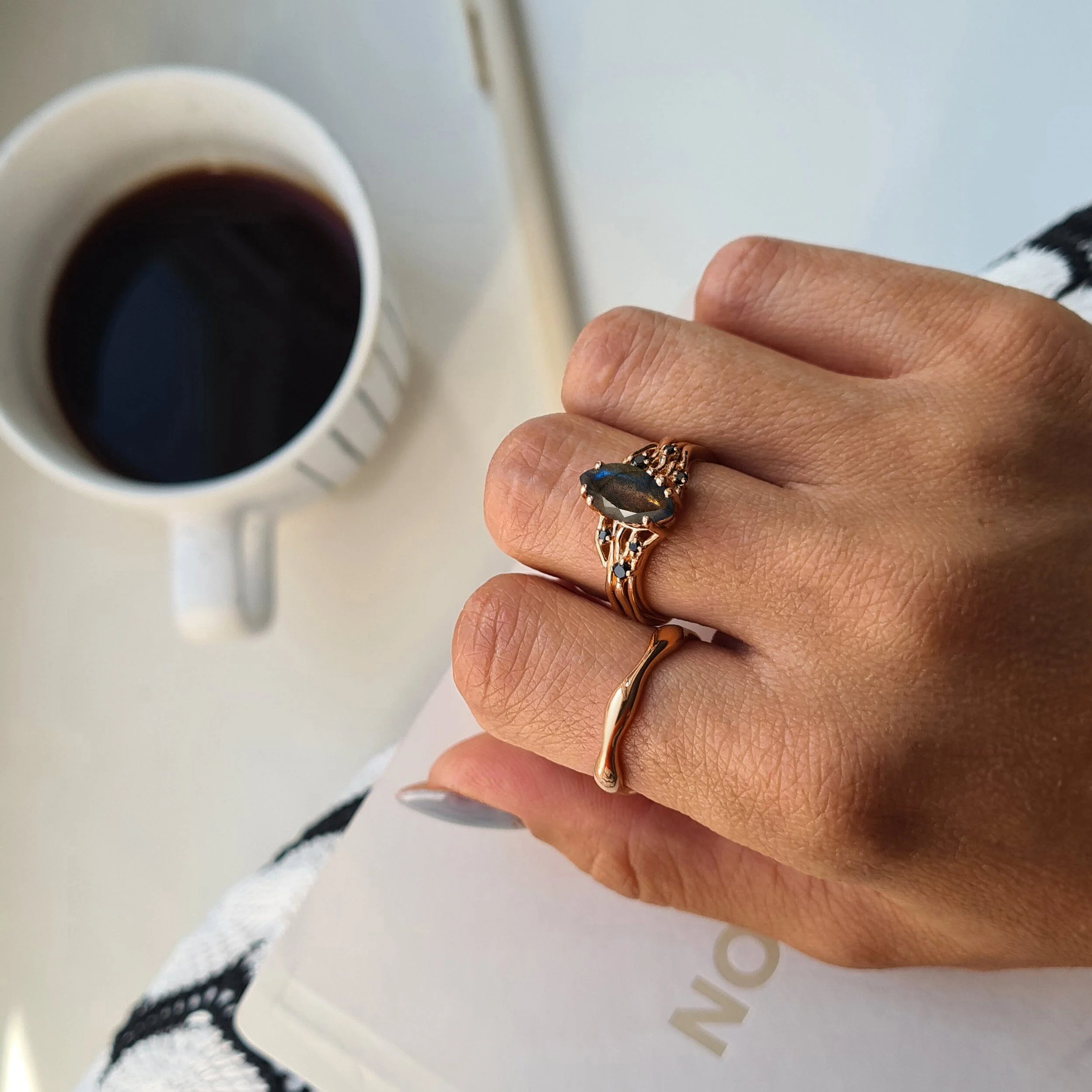 Labradorite Black Spinel Ring - Radiance - Image 18