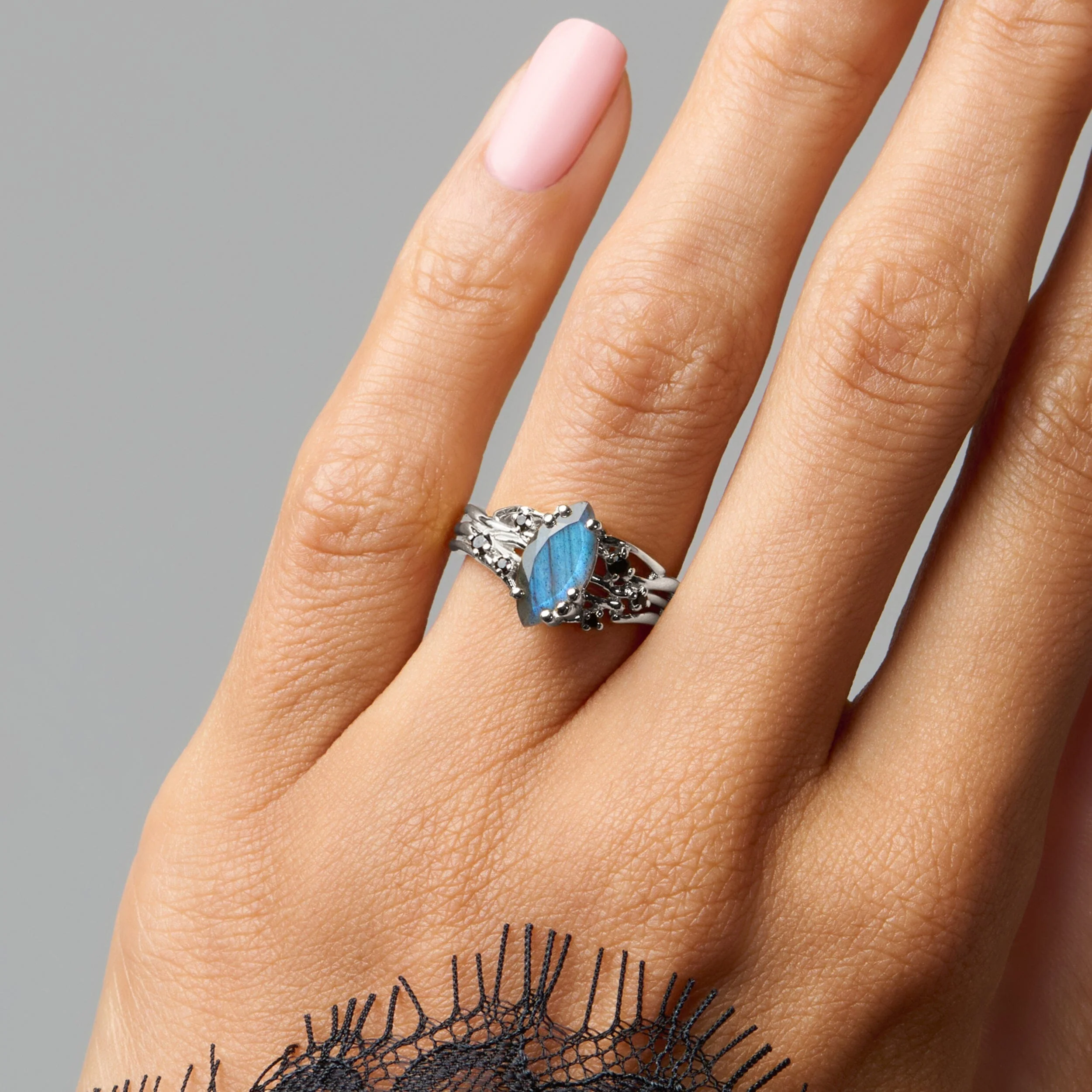 Labradorite Black Spinel Ring - Radiance - Image 2