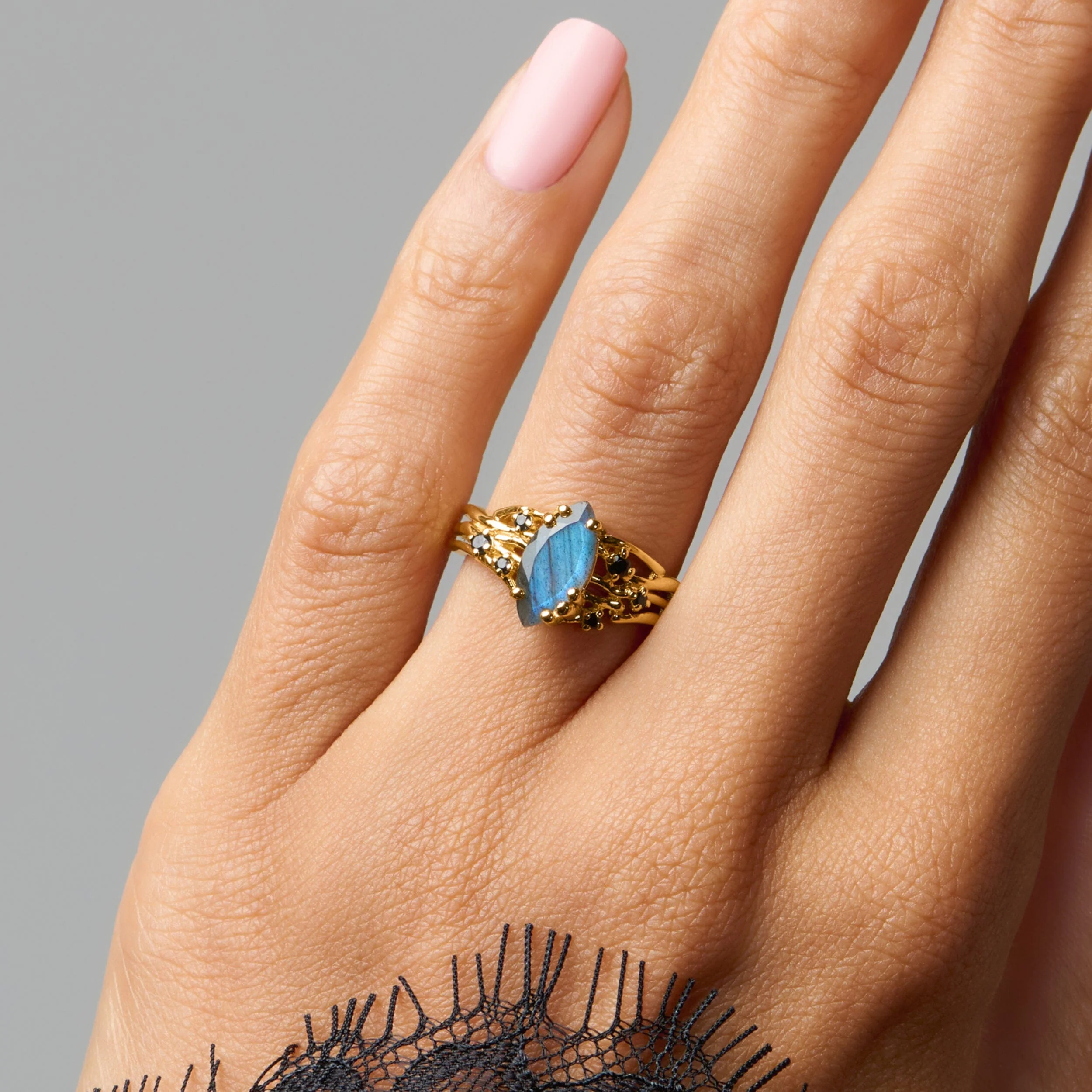 Labradorite Black Spinel Ring - Radiance - Image 25