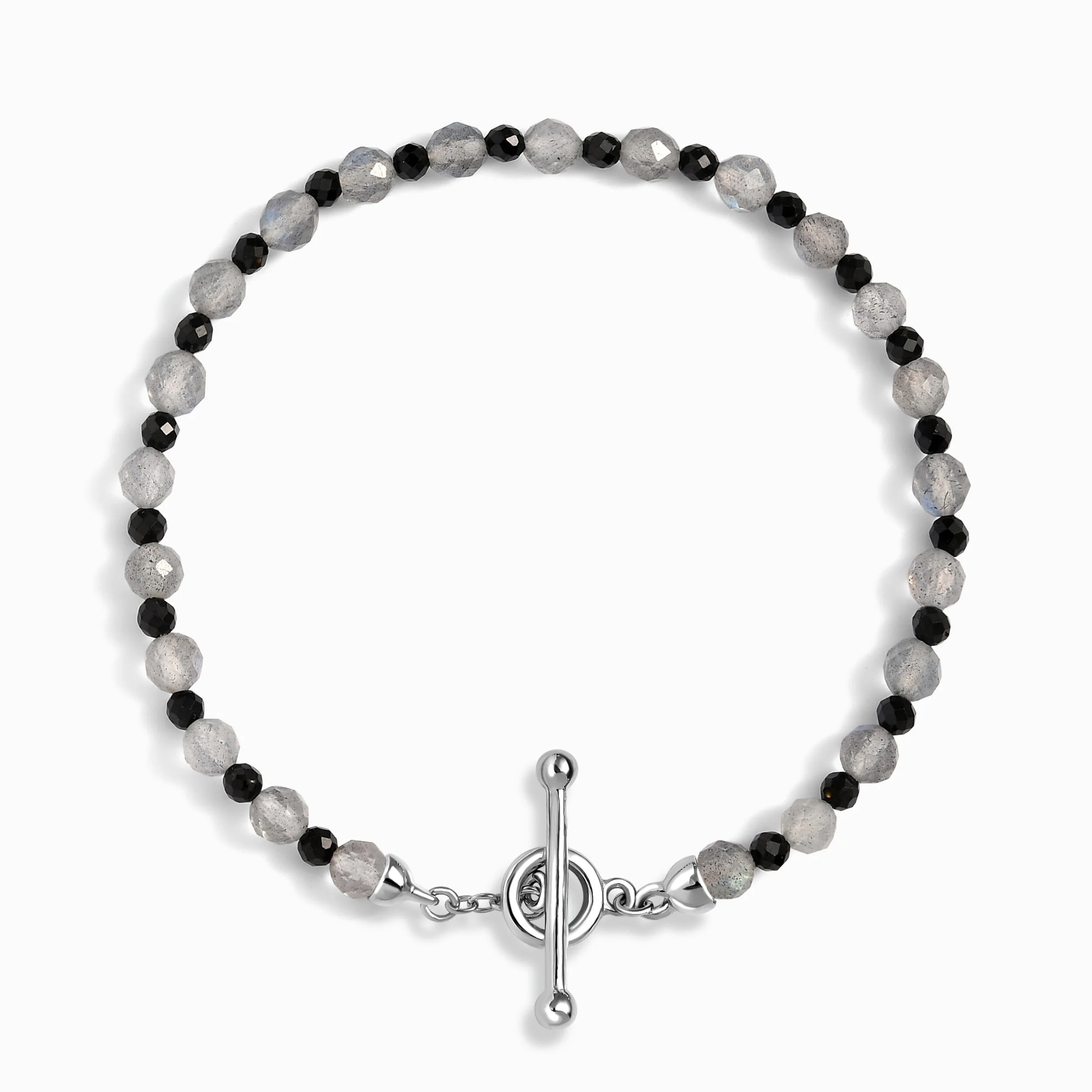 Labradorite Black Spinel T-Lock Beads Bracelet - Power Shield