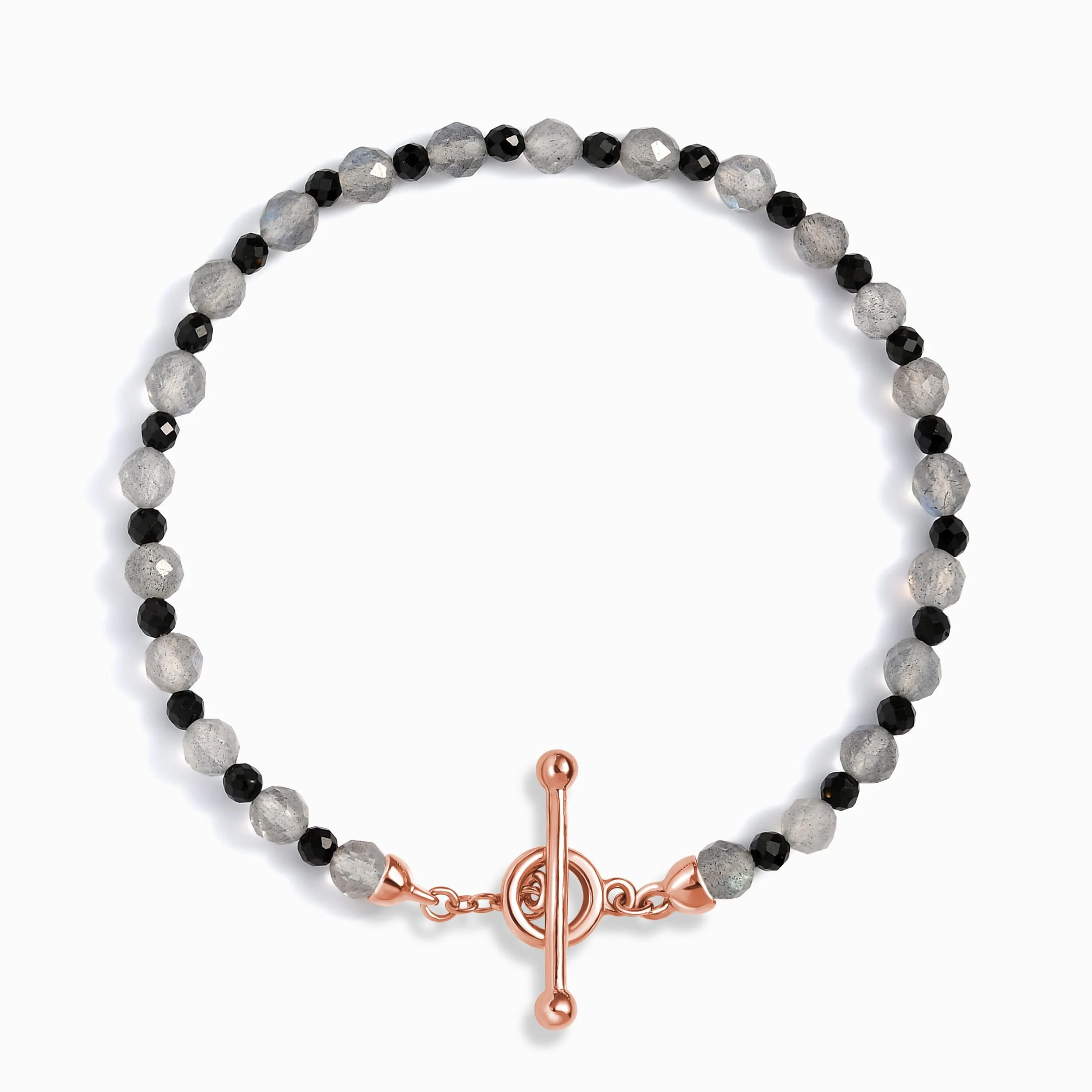 Labradorite Black Spinel T-Lock Beads Bracelet - Power Shield - Image 3