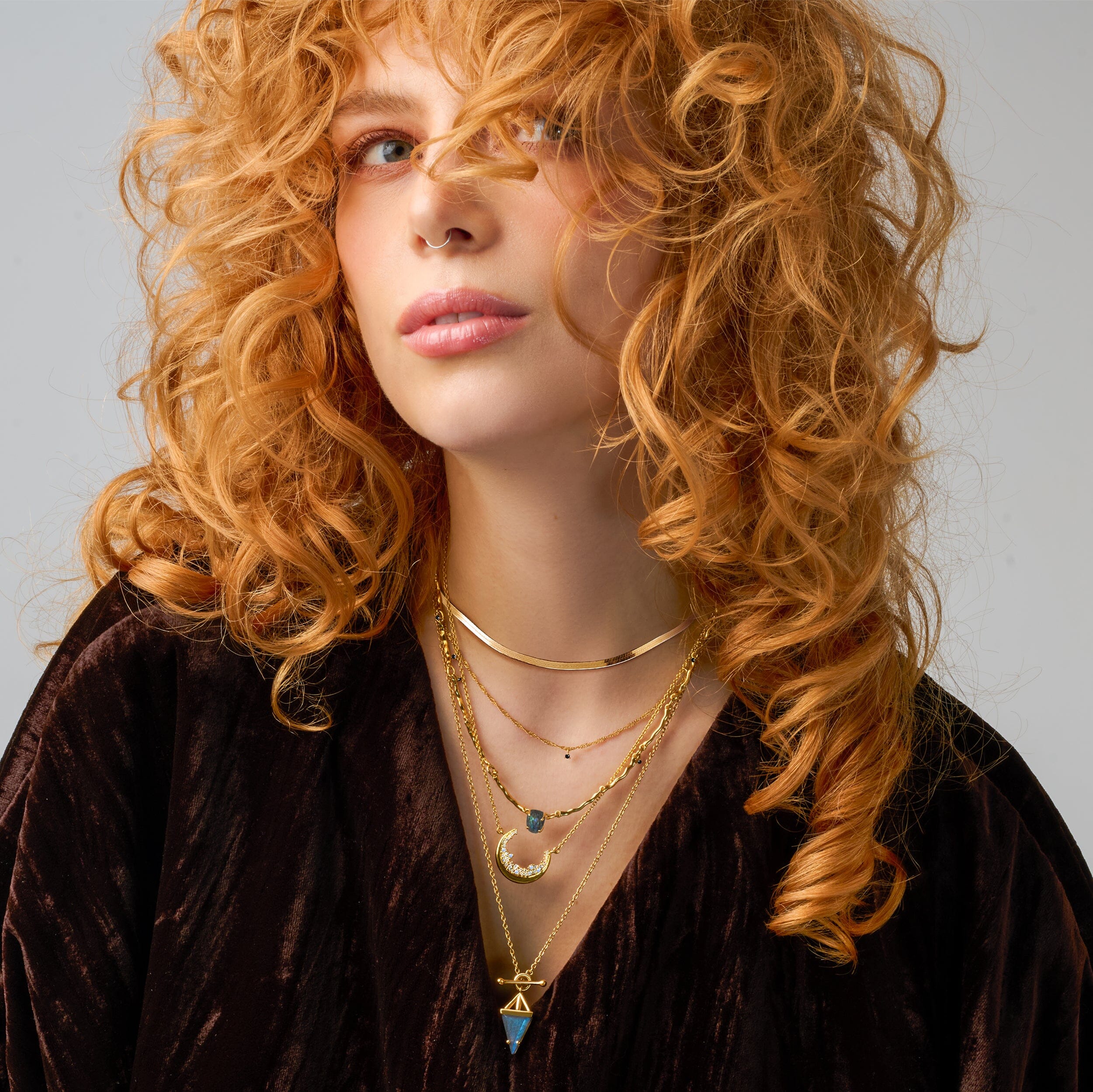 Labradorite Flowing Necklace & Herringbone Chain - Image 11