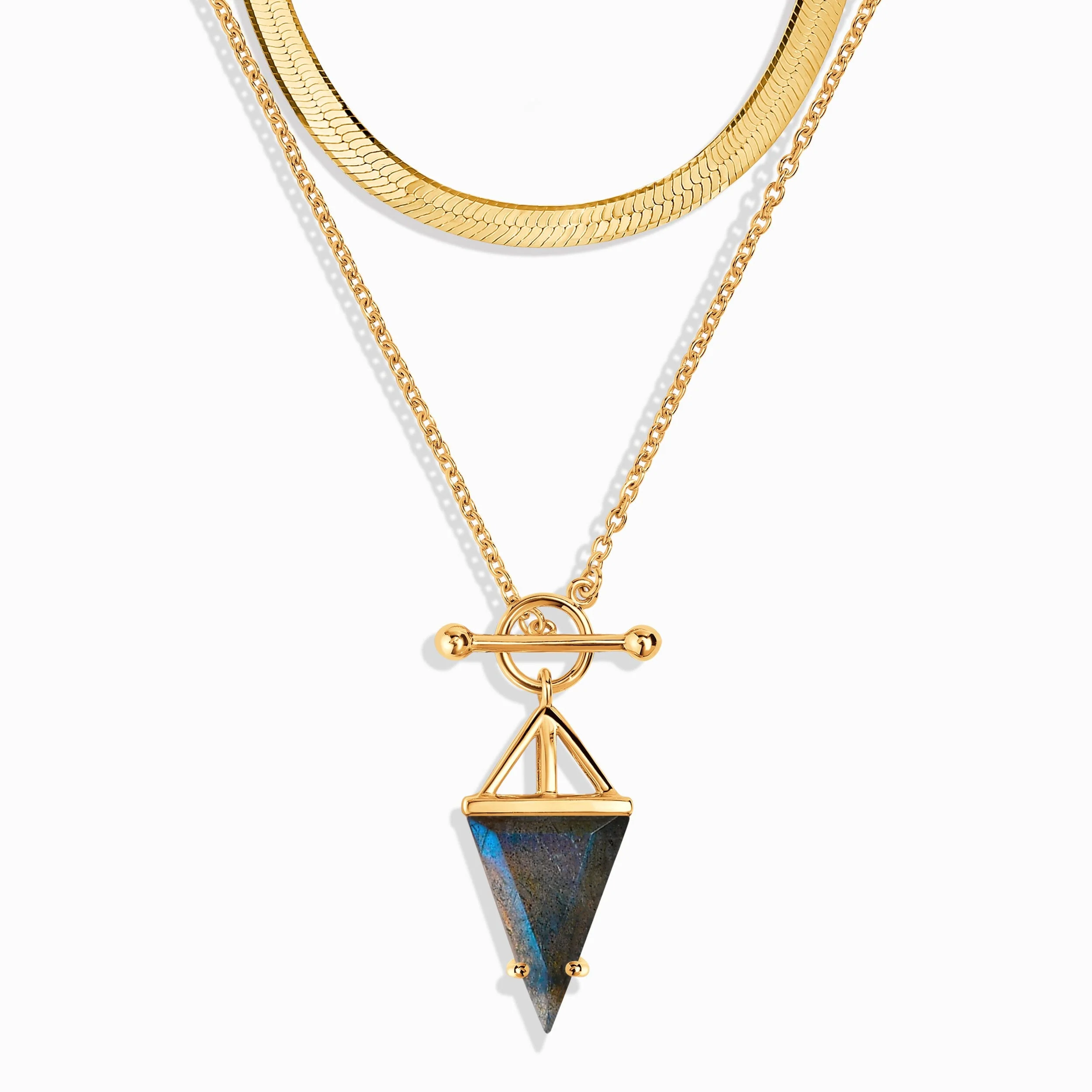 Labradorite Heroine T-Lock Necklace & Herringbone Chain - Image 5