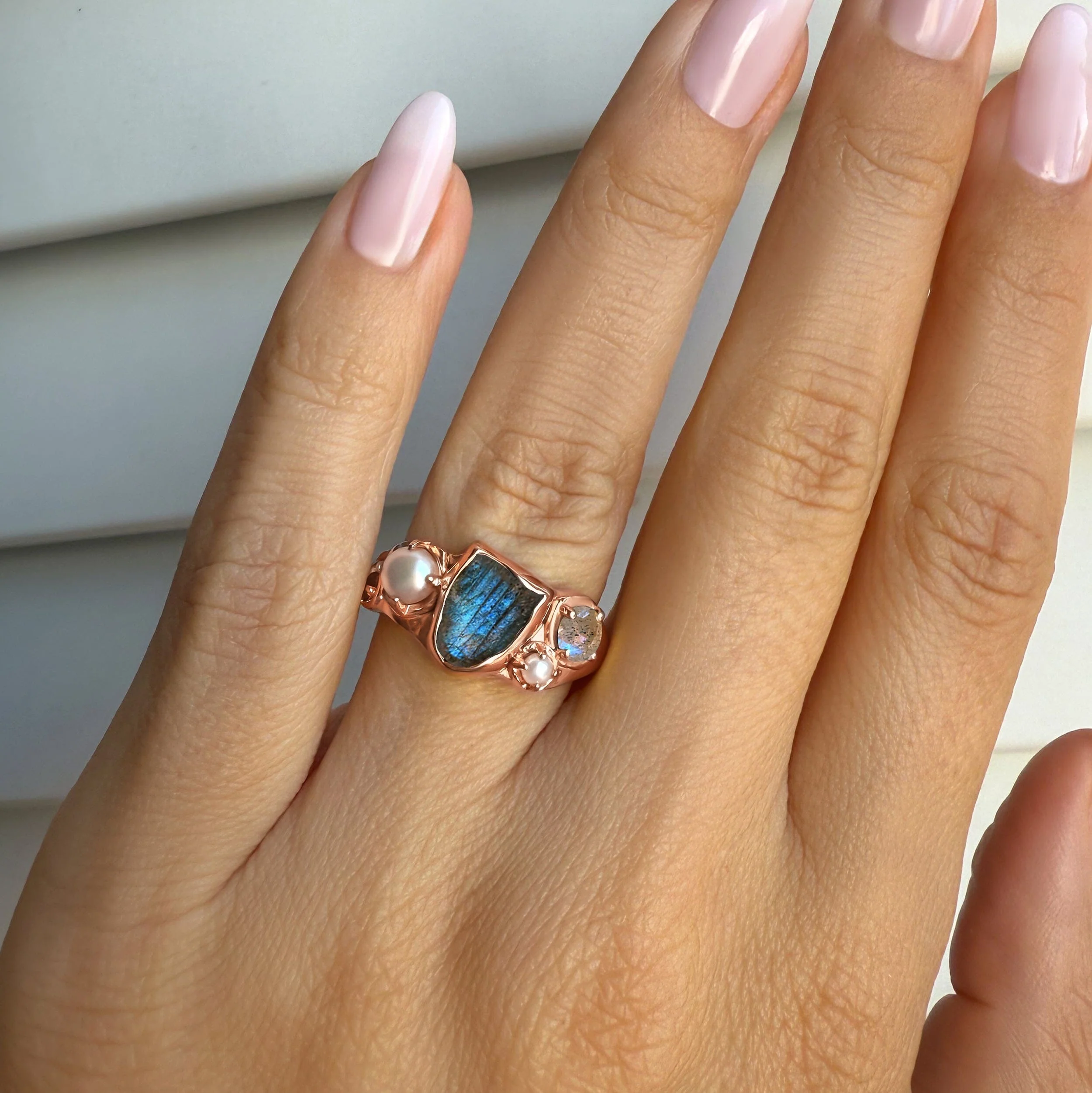 Labradorite Pearl Ring - Twilight Heirloom - Image 4