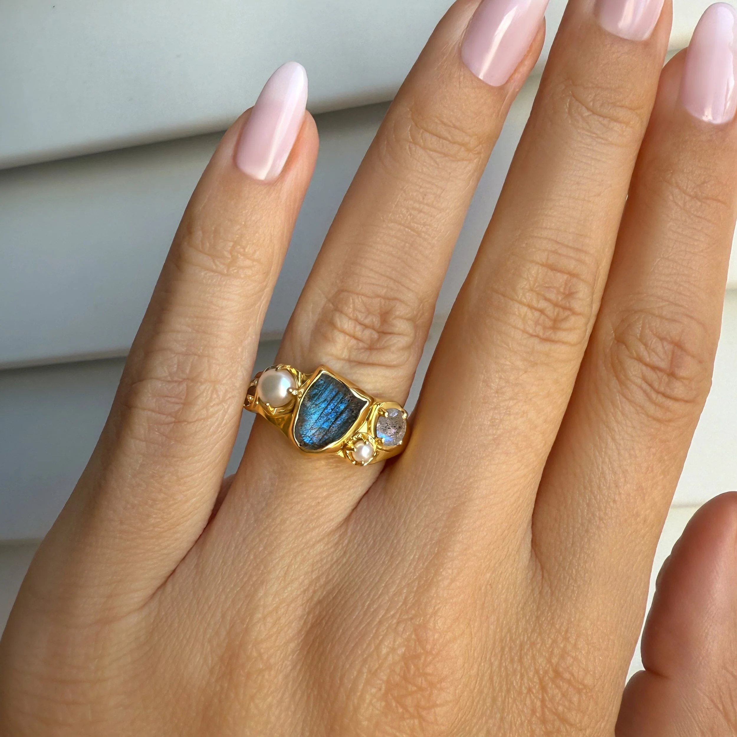 Labradorite Pearl Ring - Twilight Heirloom - Image 6
