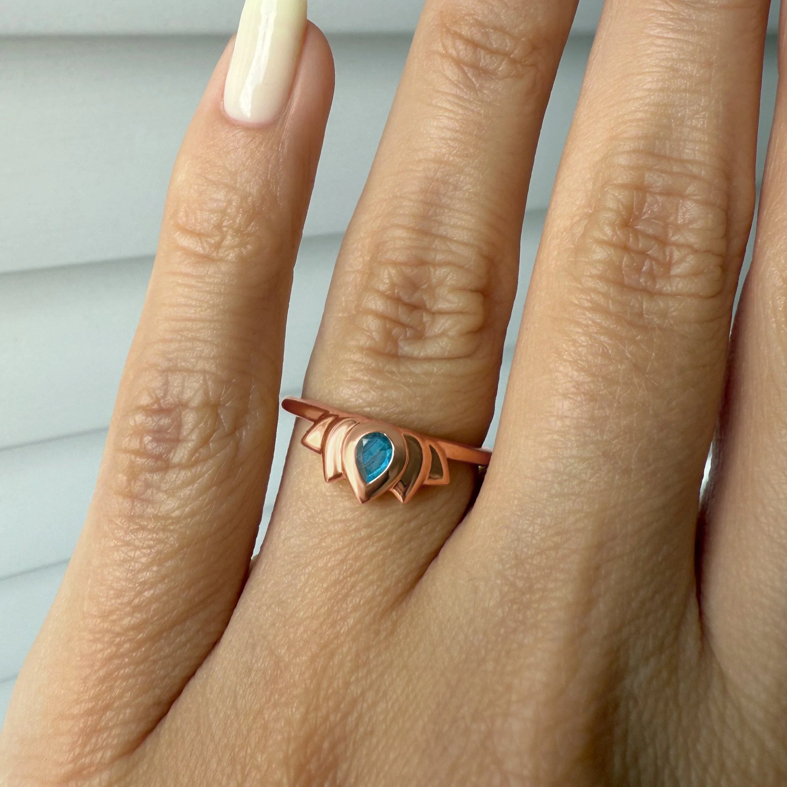 Labradorite Ring - Dainty Lotus - Image 6
