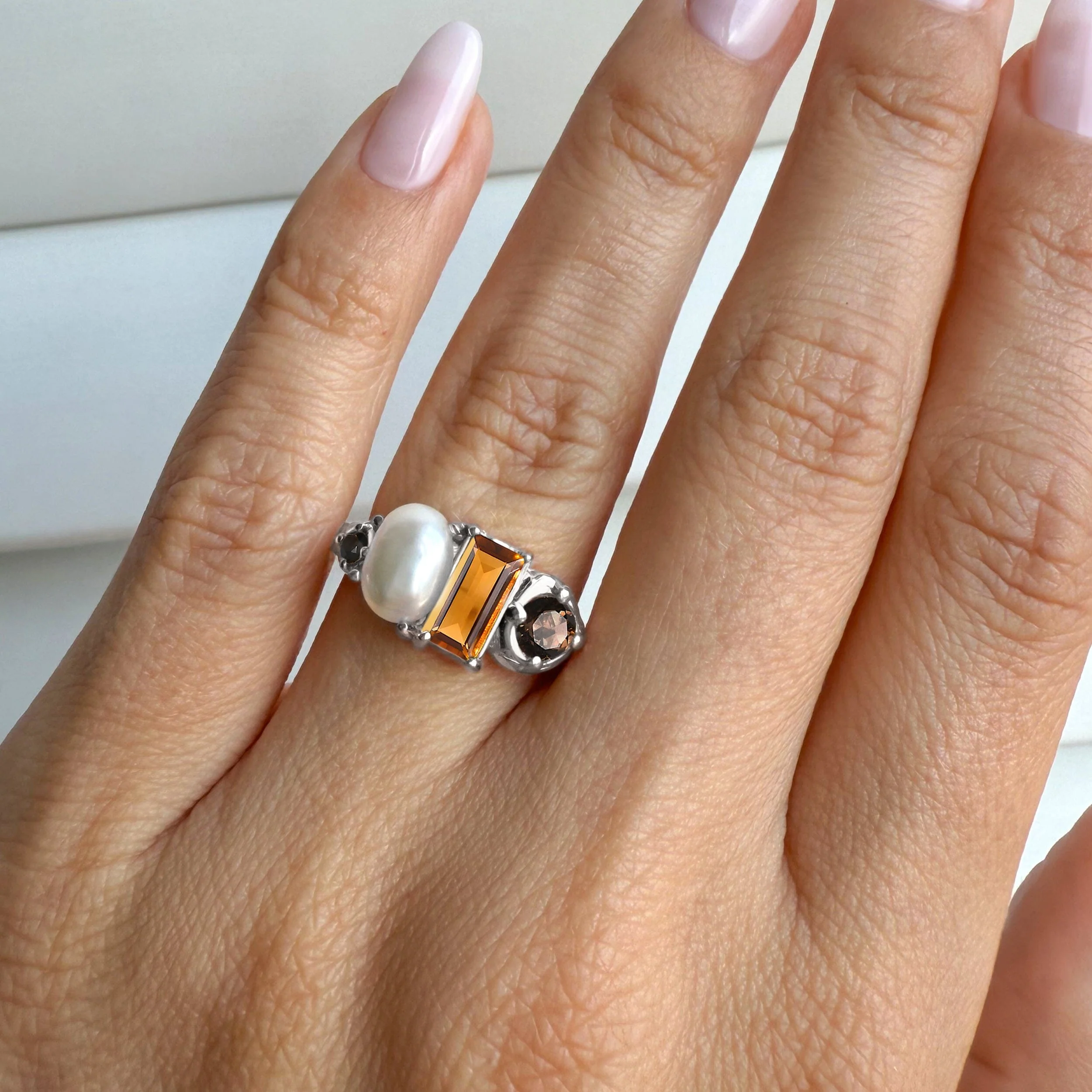 Madeira Citrine Pearl Ring - Treasure - Image 2