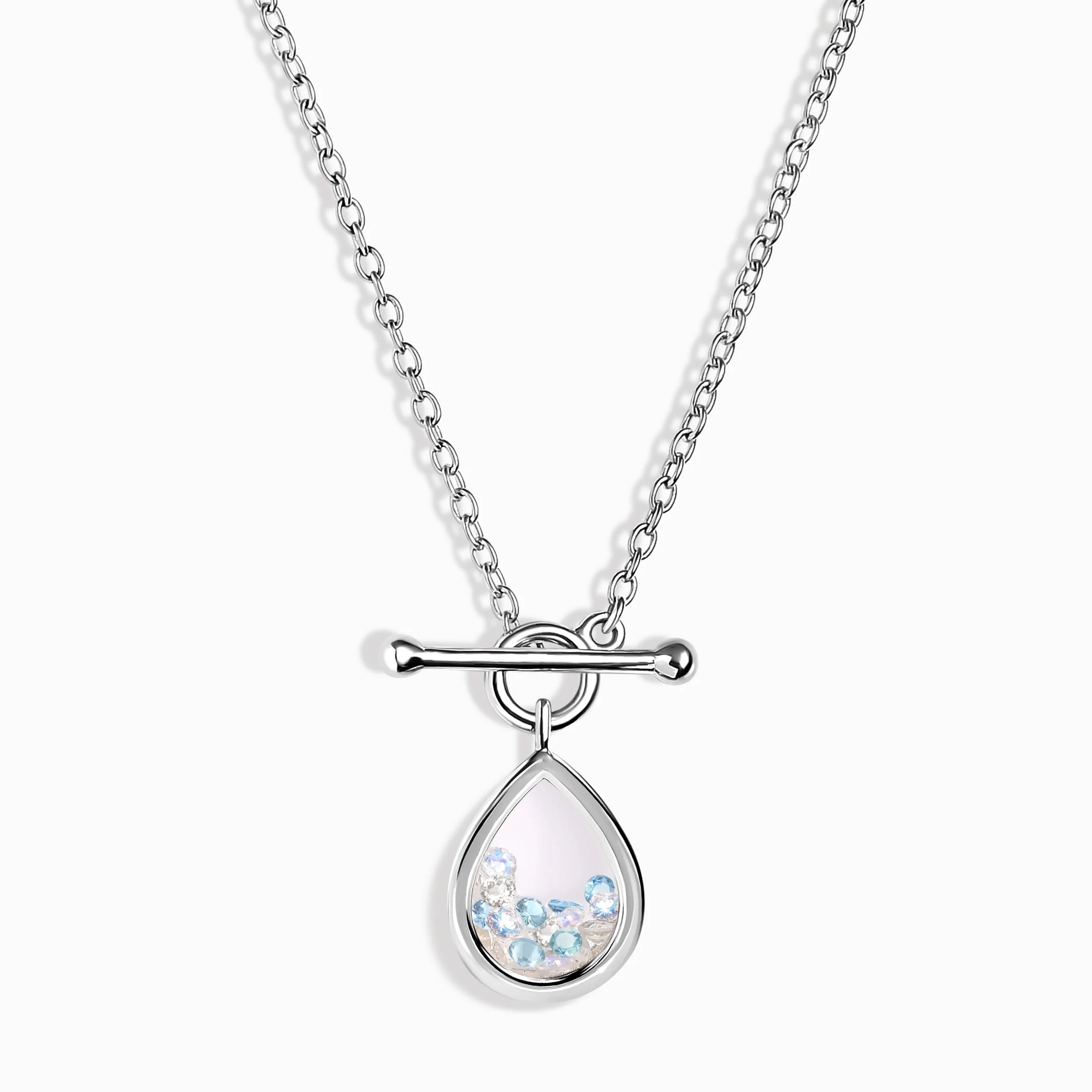 Moonstone Aquamarine T-Lock Necklace - Gem Glide