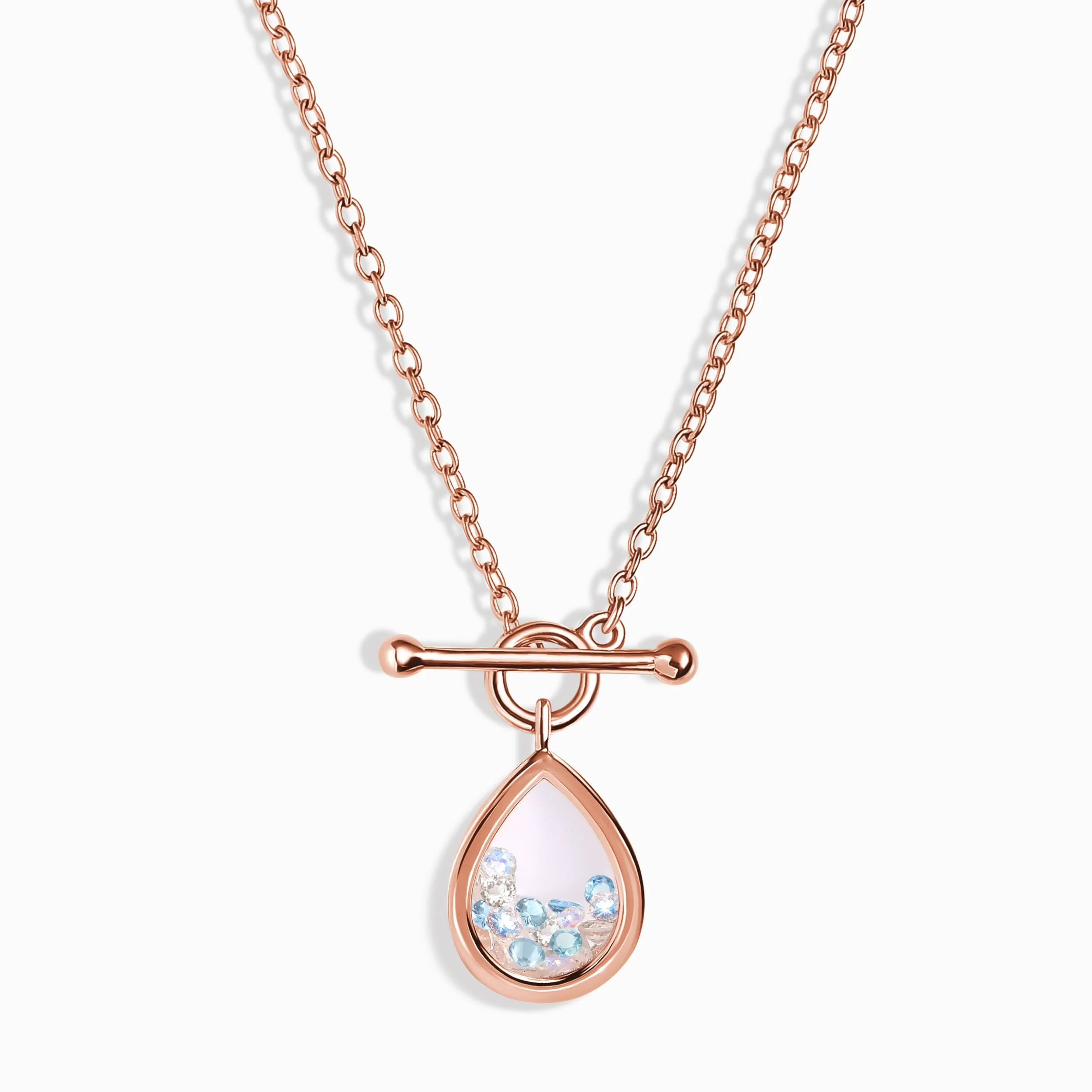 Moonstone Aquamarine T-Lock Necklace - Gem Glide - Image 3