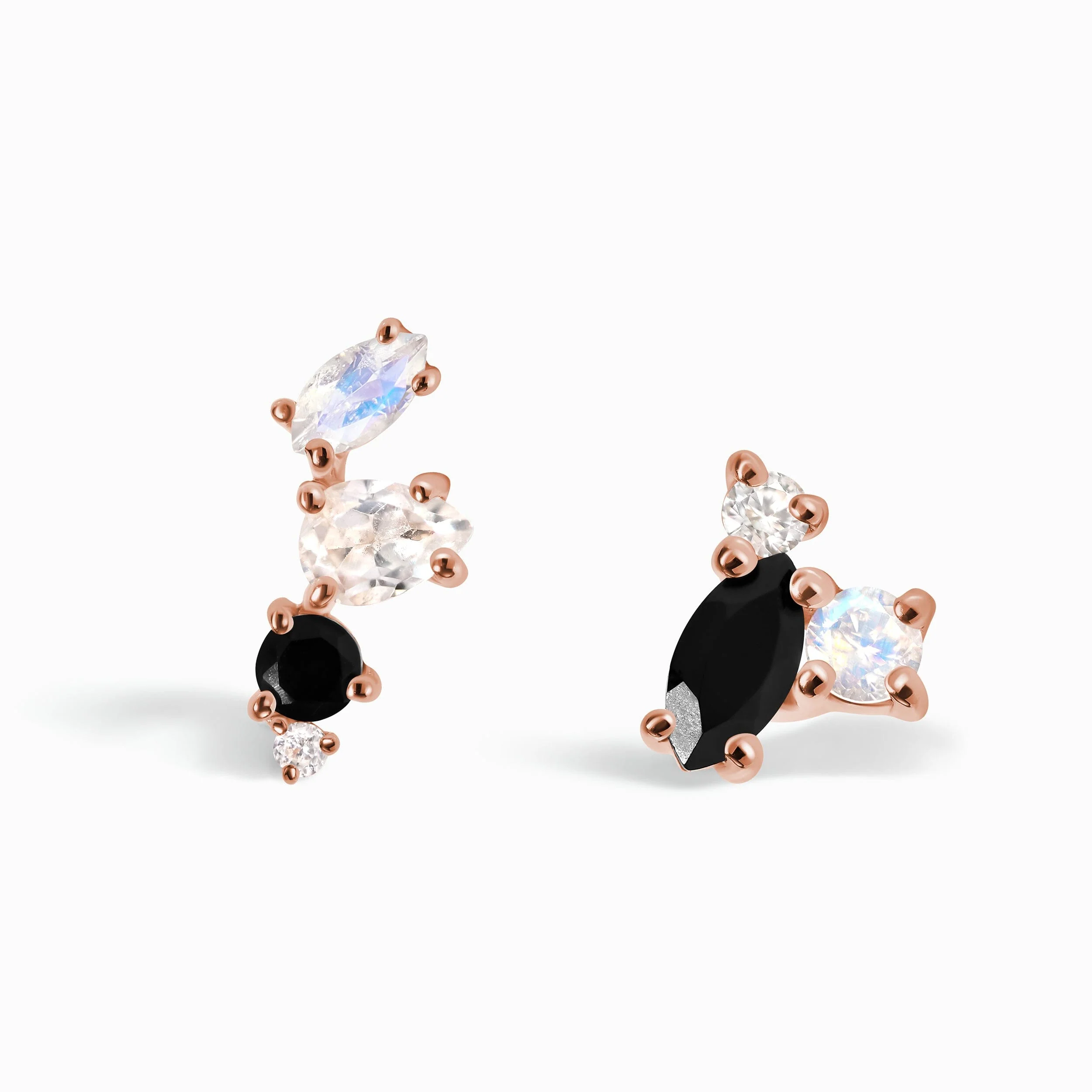 Moonstone Black Onyx Earrings - Aerial Climbers - Image 3