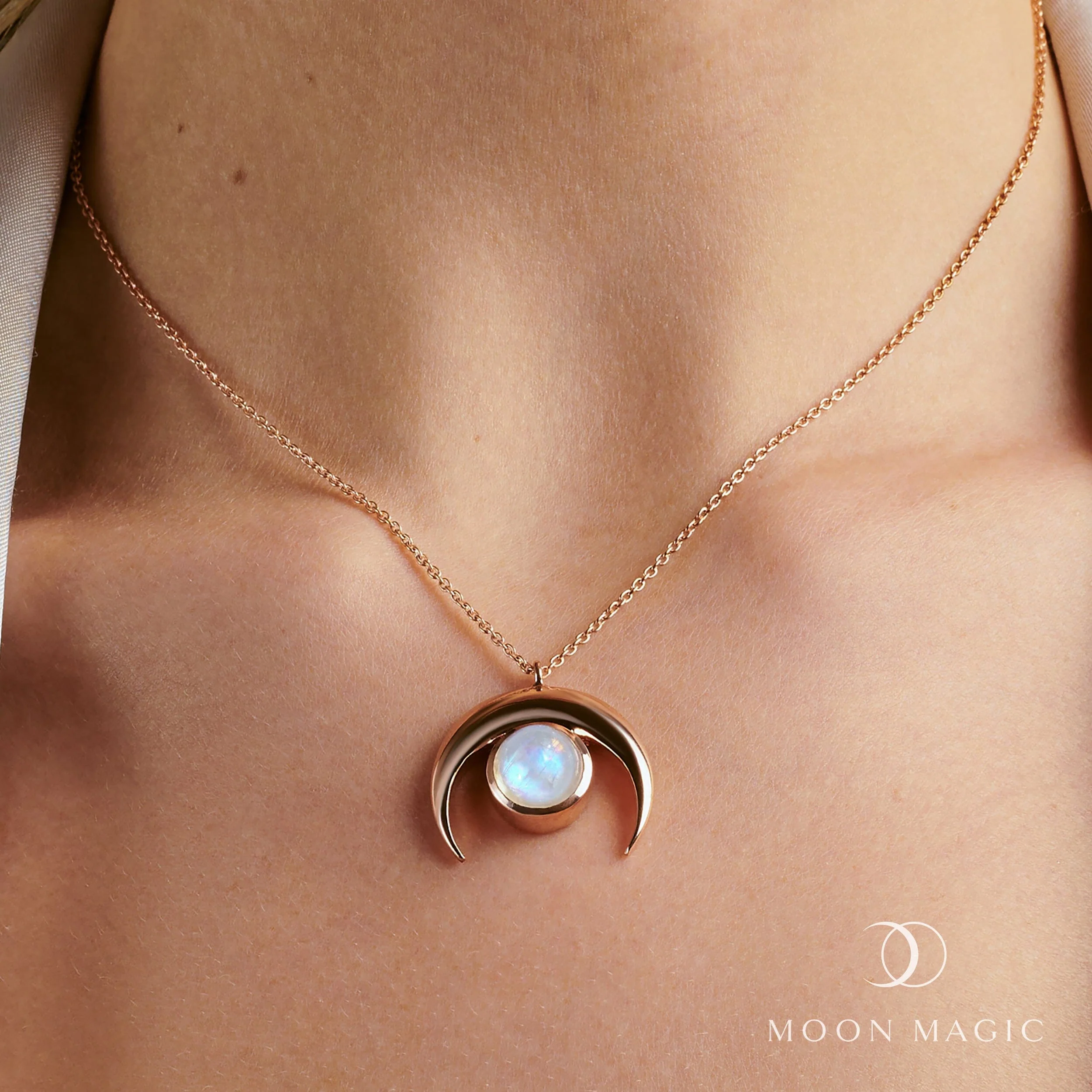 Moonstone Necklace - Crescent Moon - Image 4
