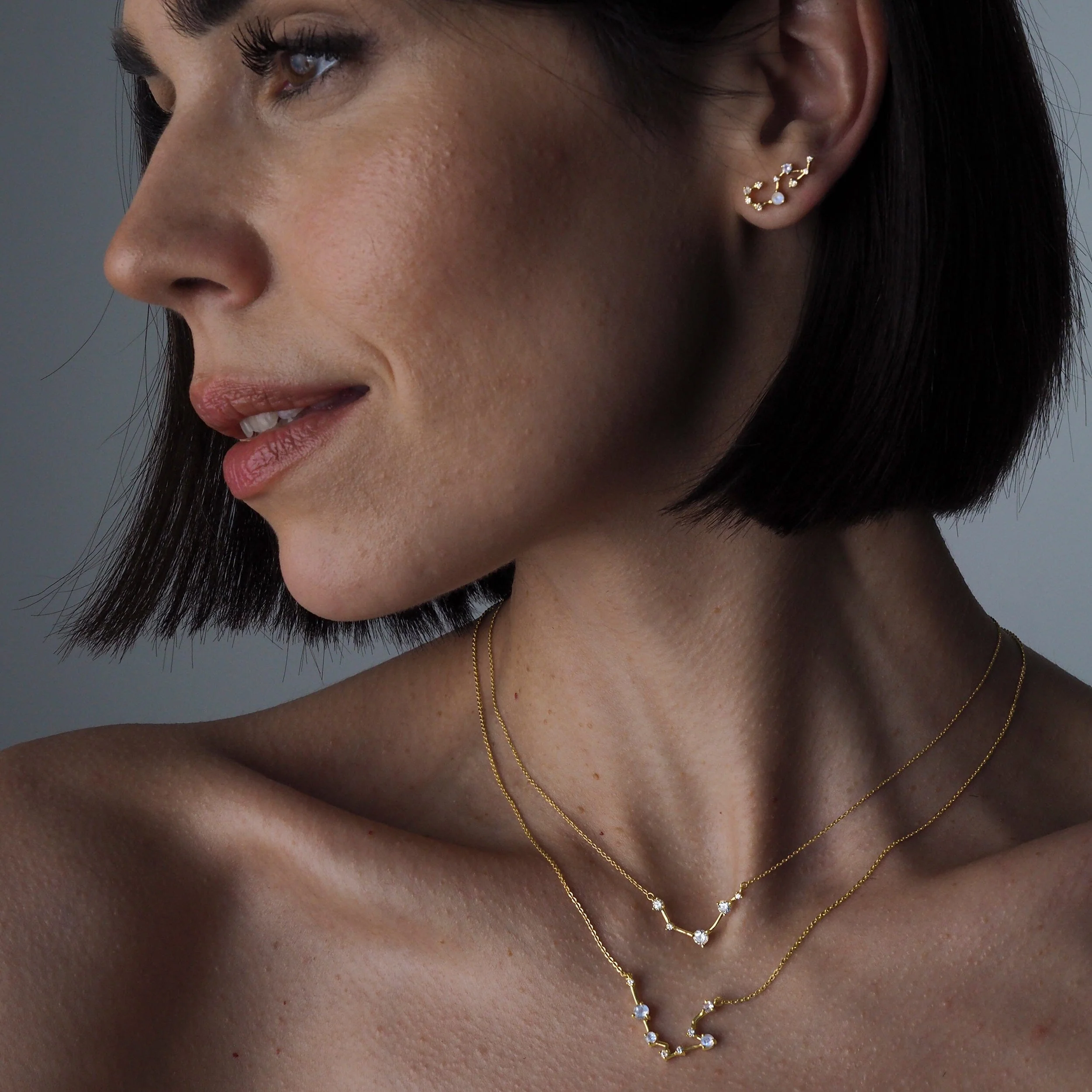 Moonstone Diamond Necklace - Aquarius Zodiac Constellation - Image 19