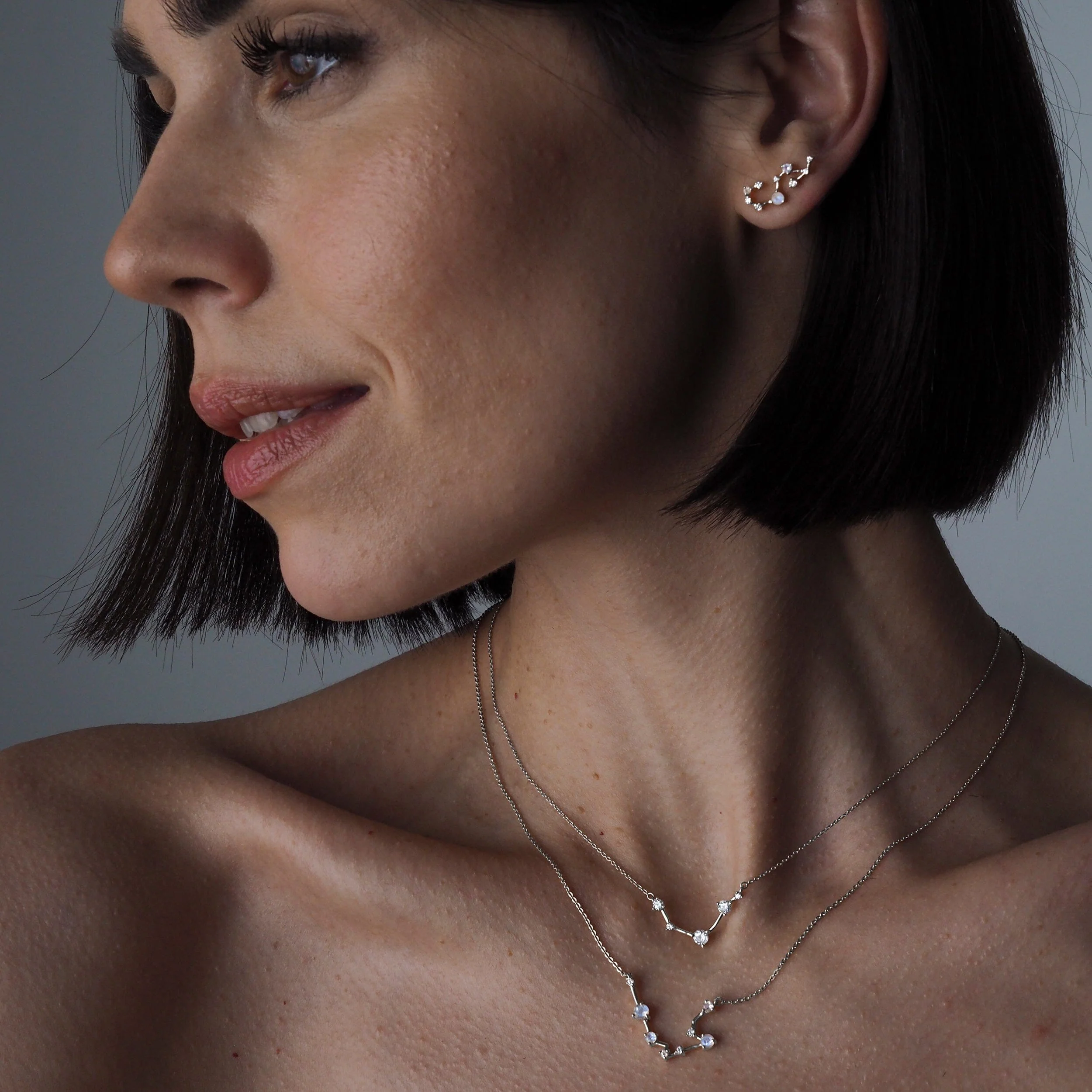Moonstone Diamond Necklace - Aquarius Zodiac Constellation - Image 9