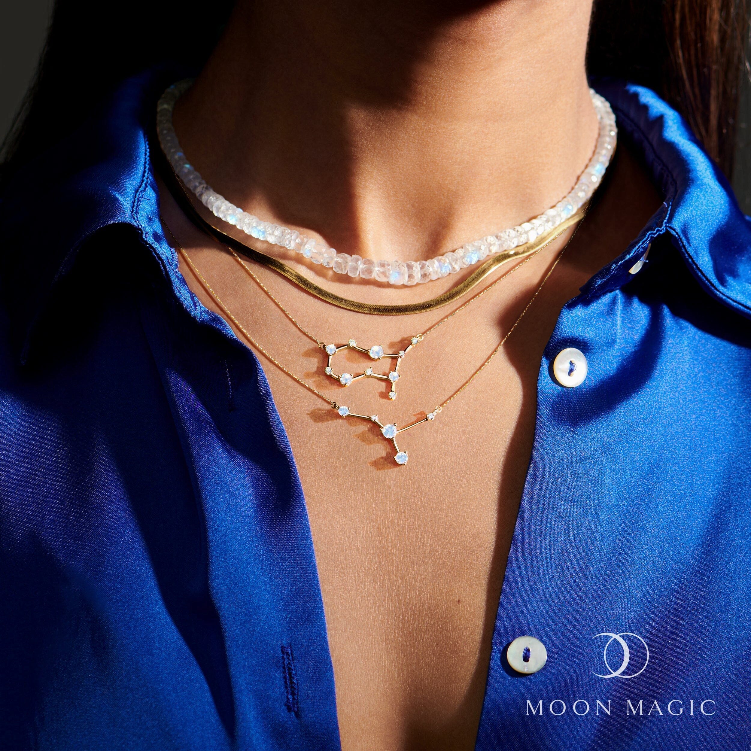 Moonstone Diamond Necklace - Cancer Zodiac Constellation - Image 16