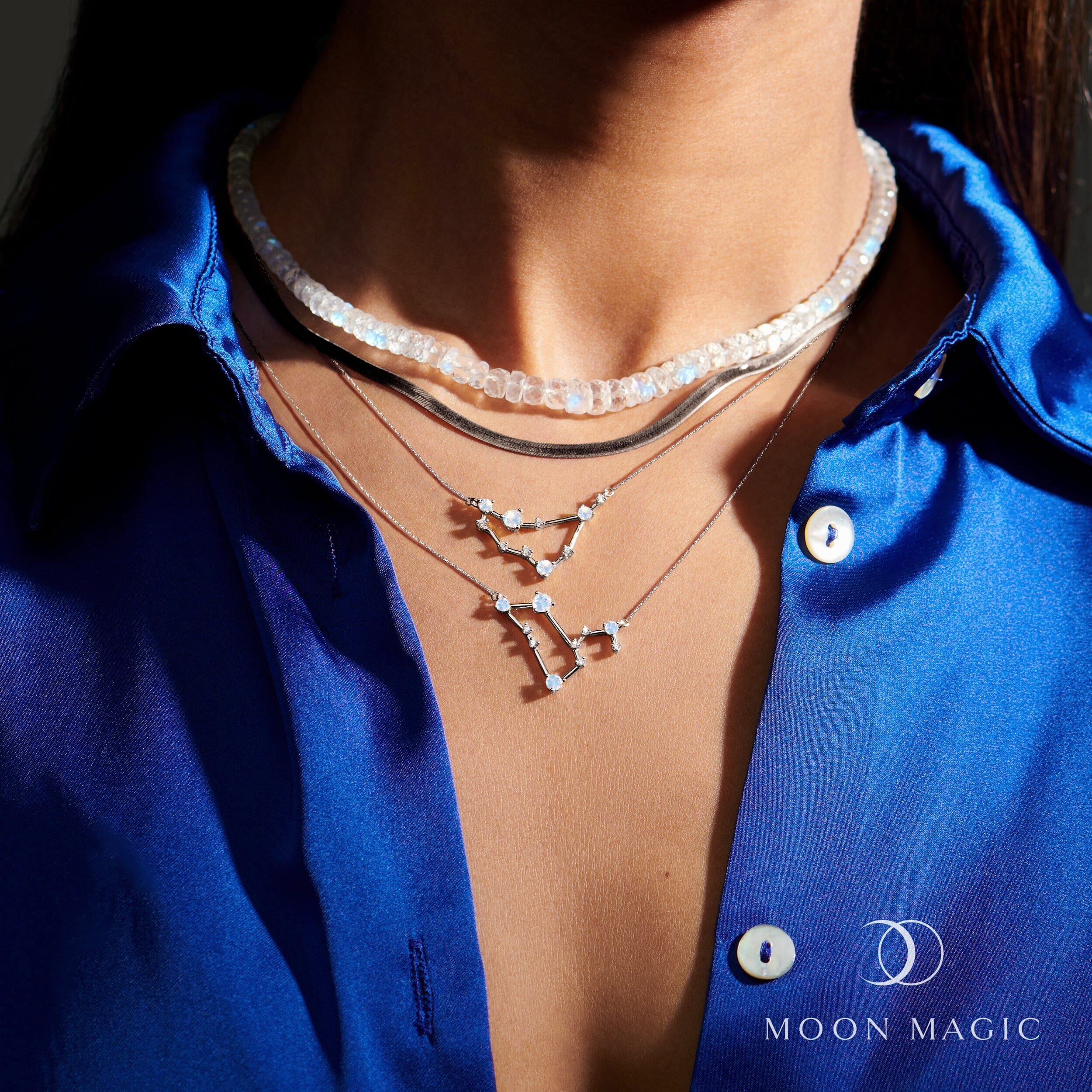Moonstone Diamond Necklace - Capricorn Zodiac Constellation - Image 9