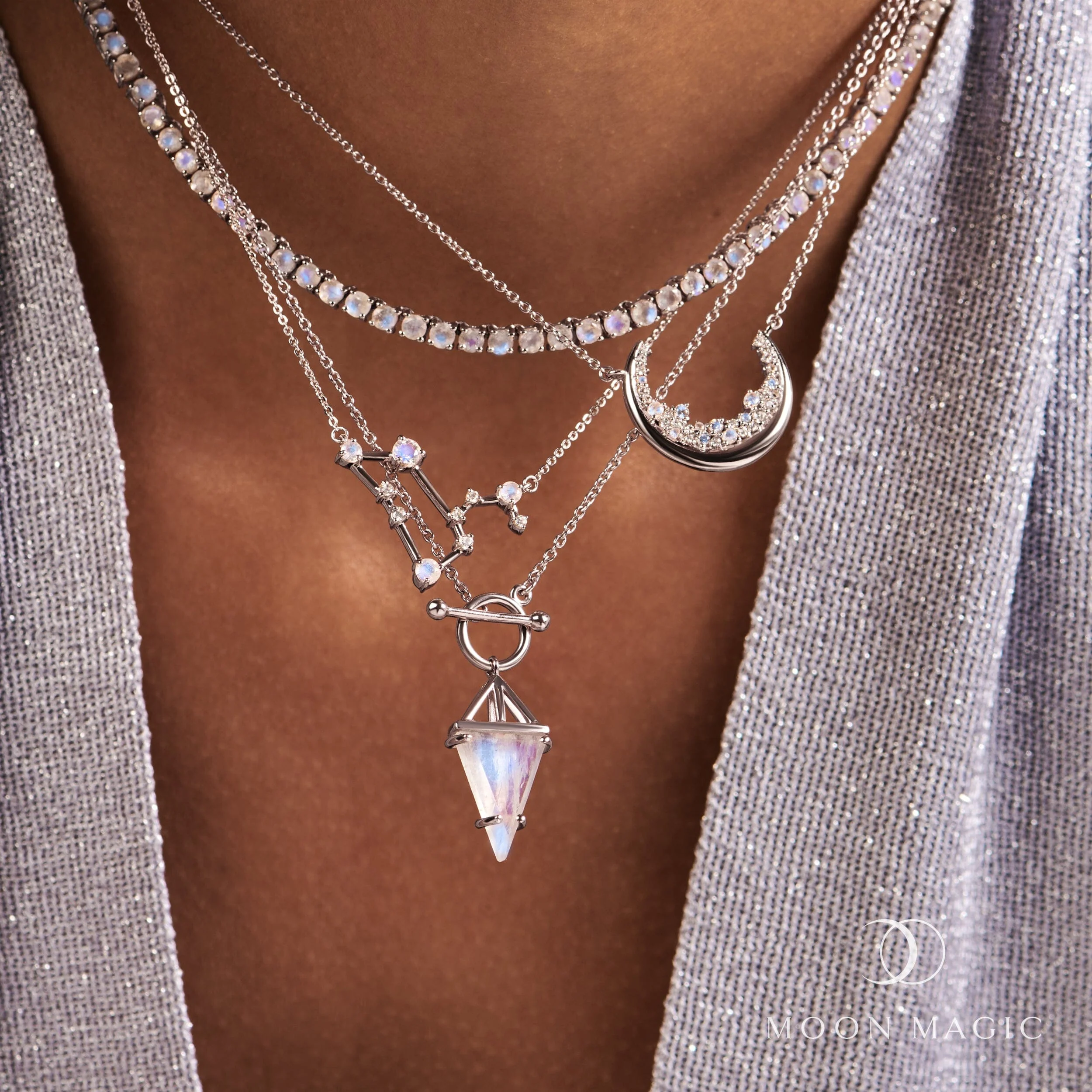 Moonstone Diamond Necklace - Leo Zodiac Constellation - Image 10