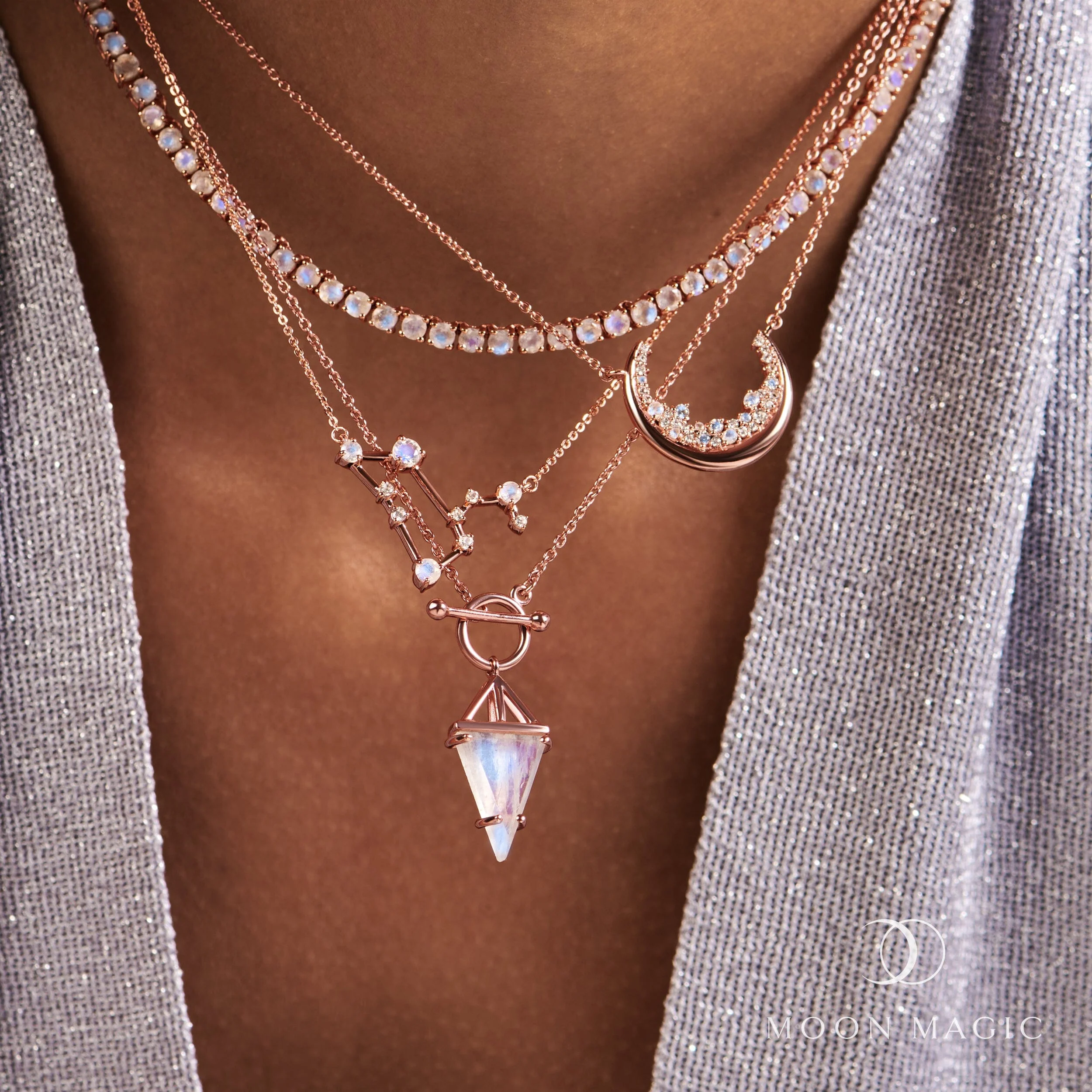 Moonstone Diamond Necklace - Leo Zodiac Constellation - Image 15
