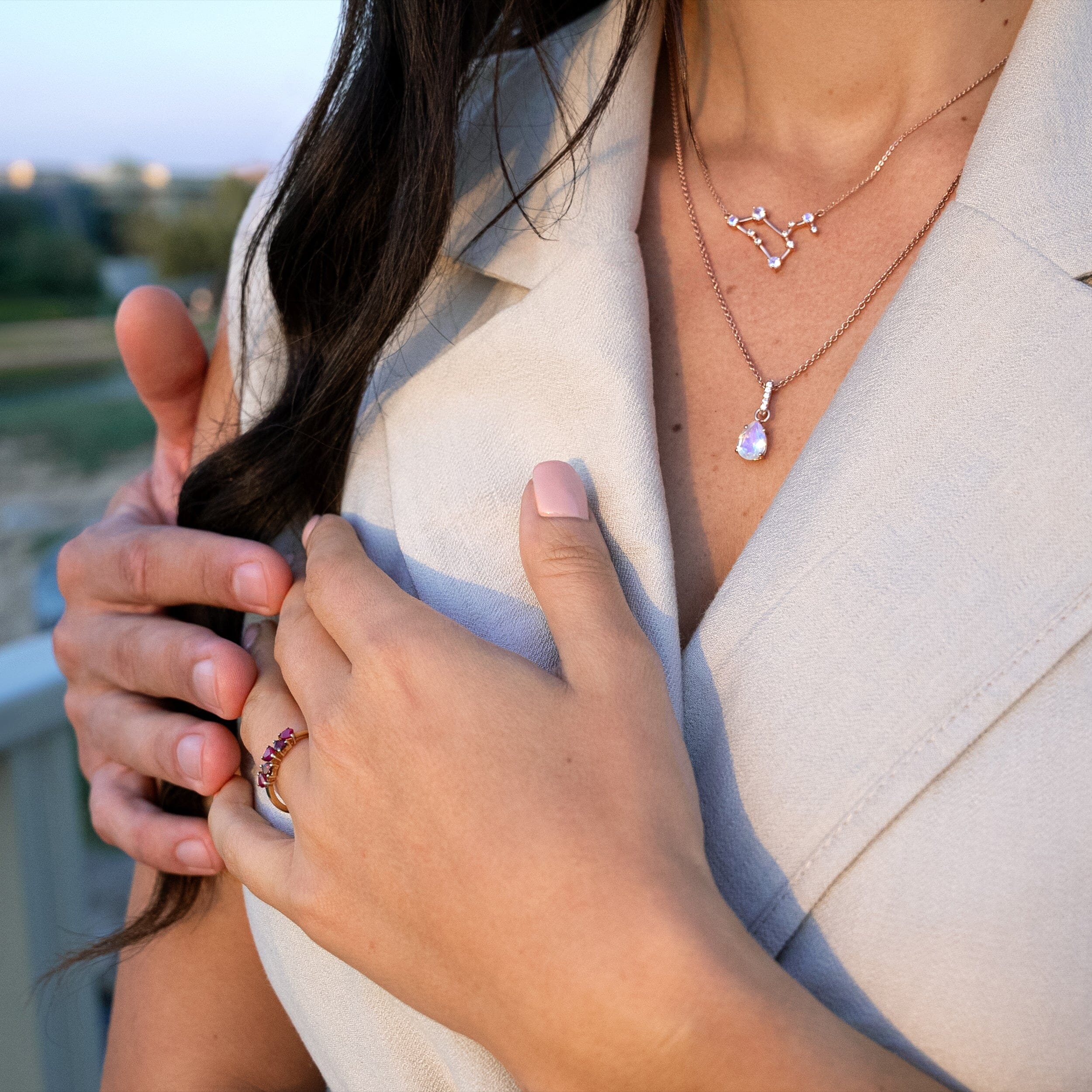 Moonstone Diamond Necklace - Leo Zodiac Constellation - Image 19